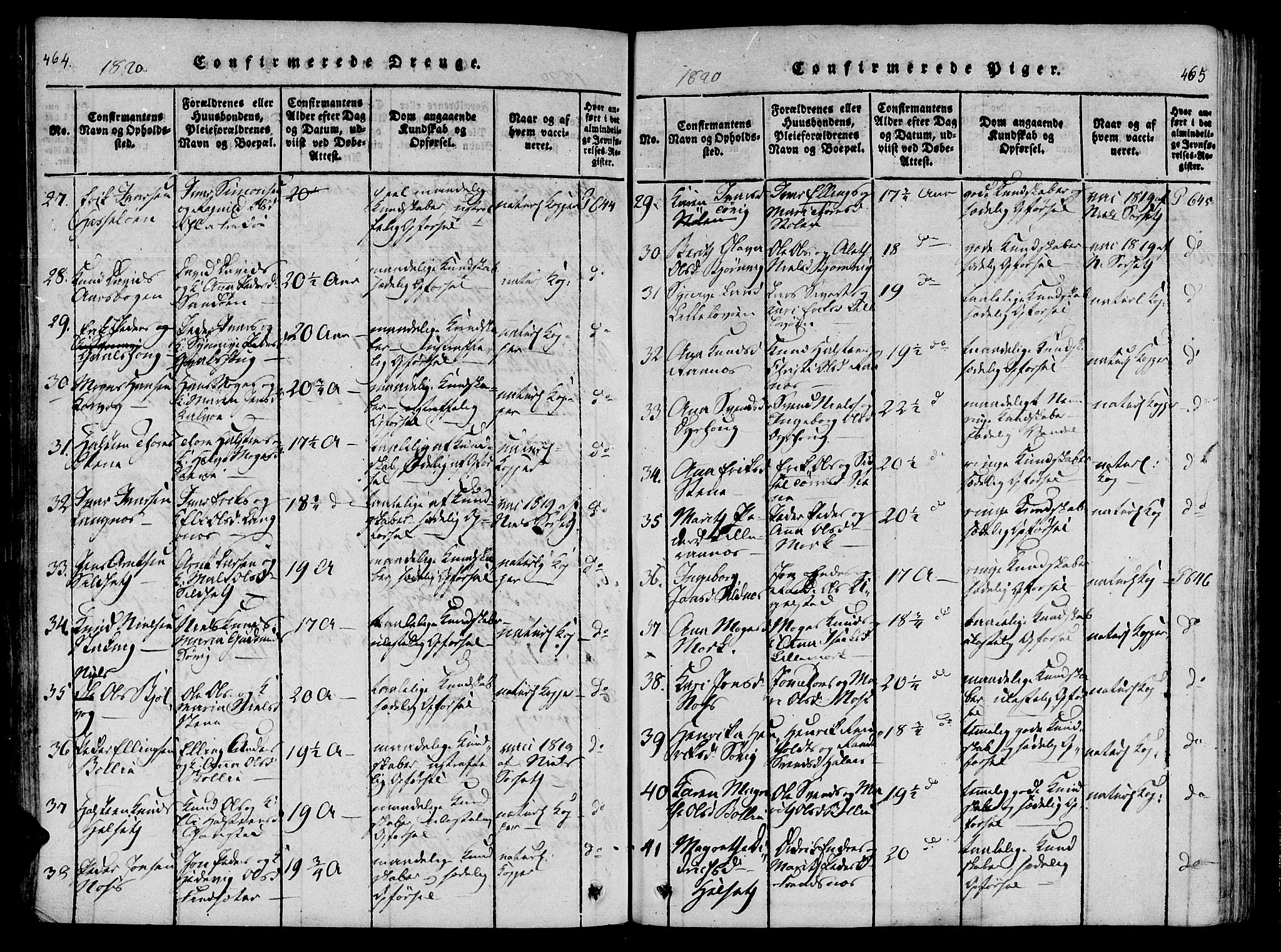 Ministerialprotokoller, klokkerbøker og fødselsregistre - Møre og Romsdal, AV/SAT-A-1454/568/L0800: Parish register (official) no. 568A09 /1, 1819-1830, p. 464-465