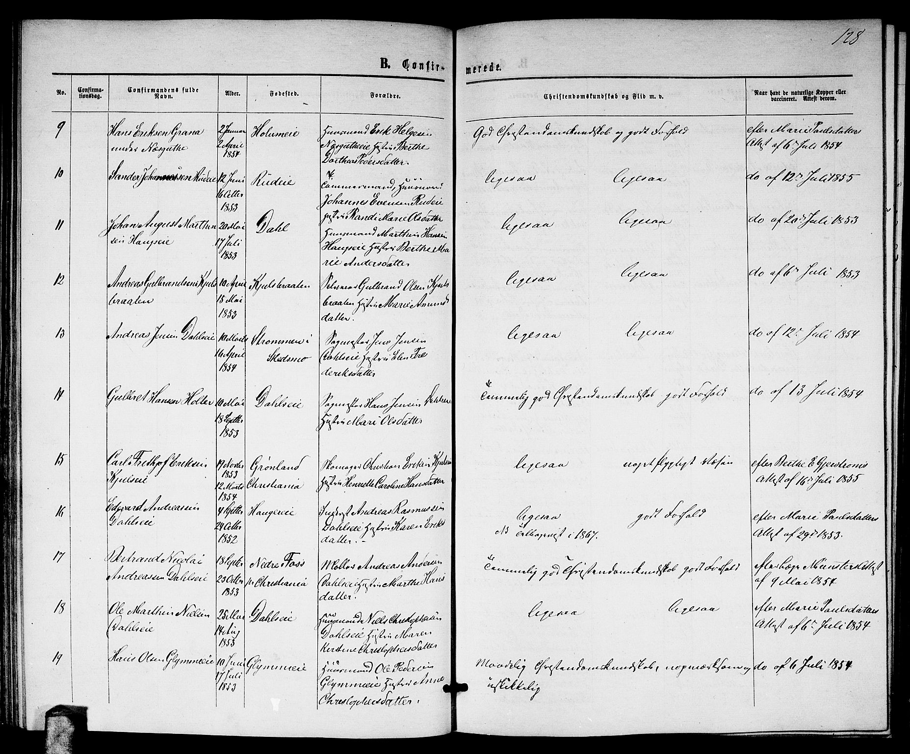 Nittedal prestekontor Kirkebøker, AV/SAO-A-10365a/G/Ga/L0001: Parish register (copy) no. I 1, 1859-1878, p. 128