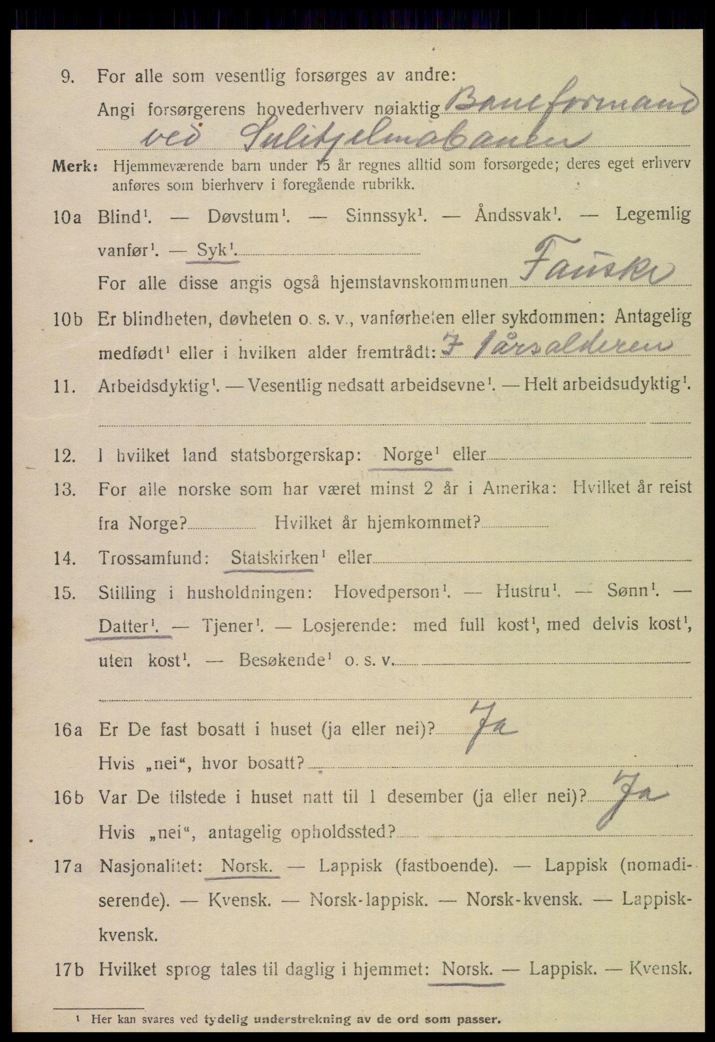 SAT, 1920 census for Fauske, 1920, p. 7777