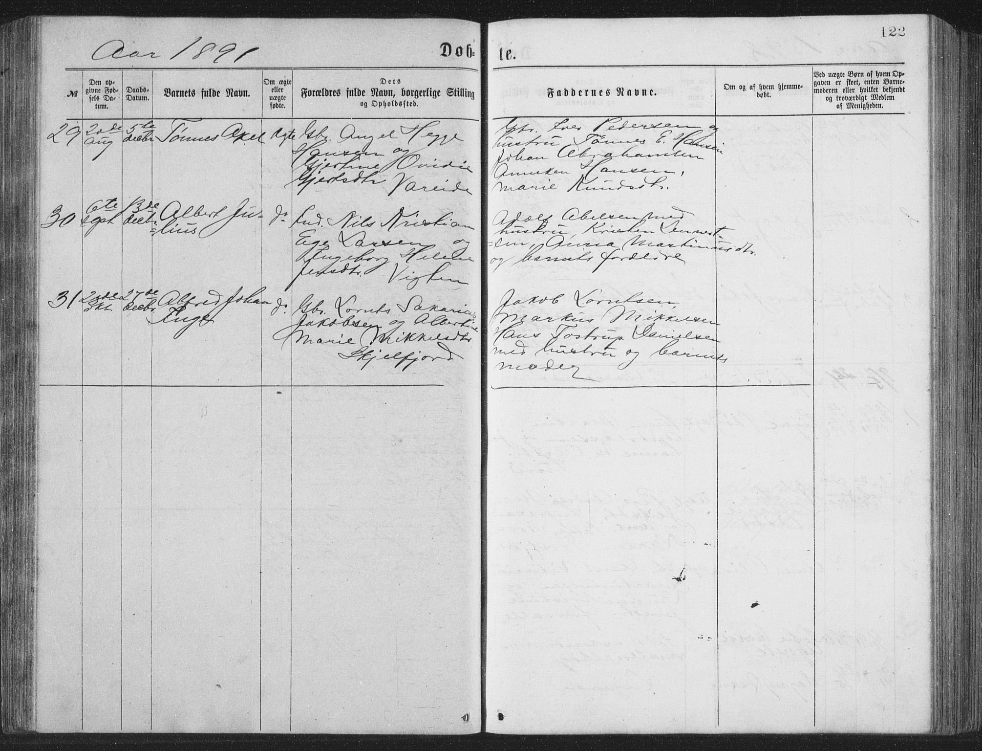 Ministerialprotokoller, klokkerbøker og fødselsregistre - Nordland, SAT/A-1459/885/L1213: Parish register (copy) no. 885C02, 1874-1892, p. 122
