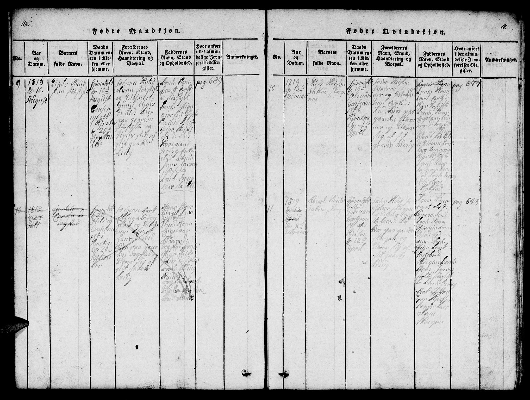 Ministerialprotokoller, klokkerbøker og fødselsregistre - Møre og Romsdal, AV/SAT-A-1454/541/L0546: Parish register (copy) no. 541C01, 1818-1856, p. 10-11