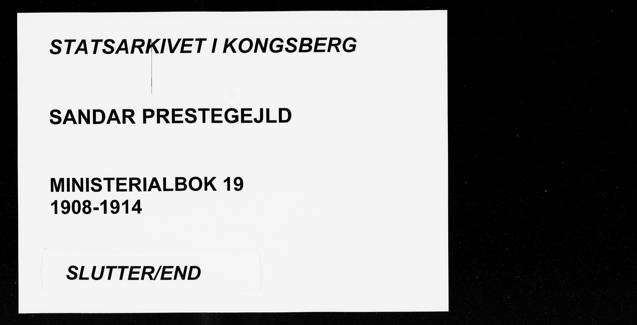 Sandar kirkebøker, SAKO/A-243/F/Fa/L0019: Parish register (official) no. 19, 1908-1914