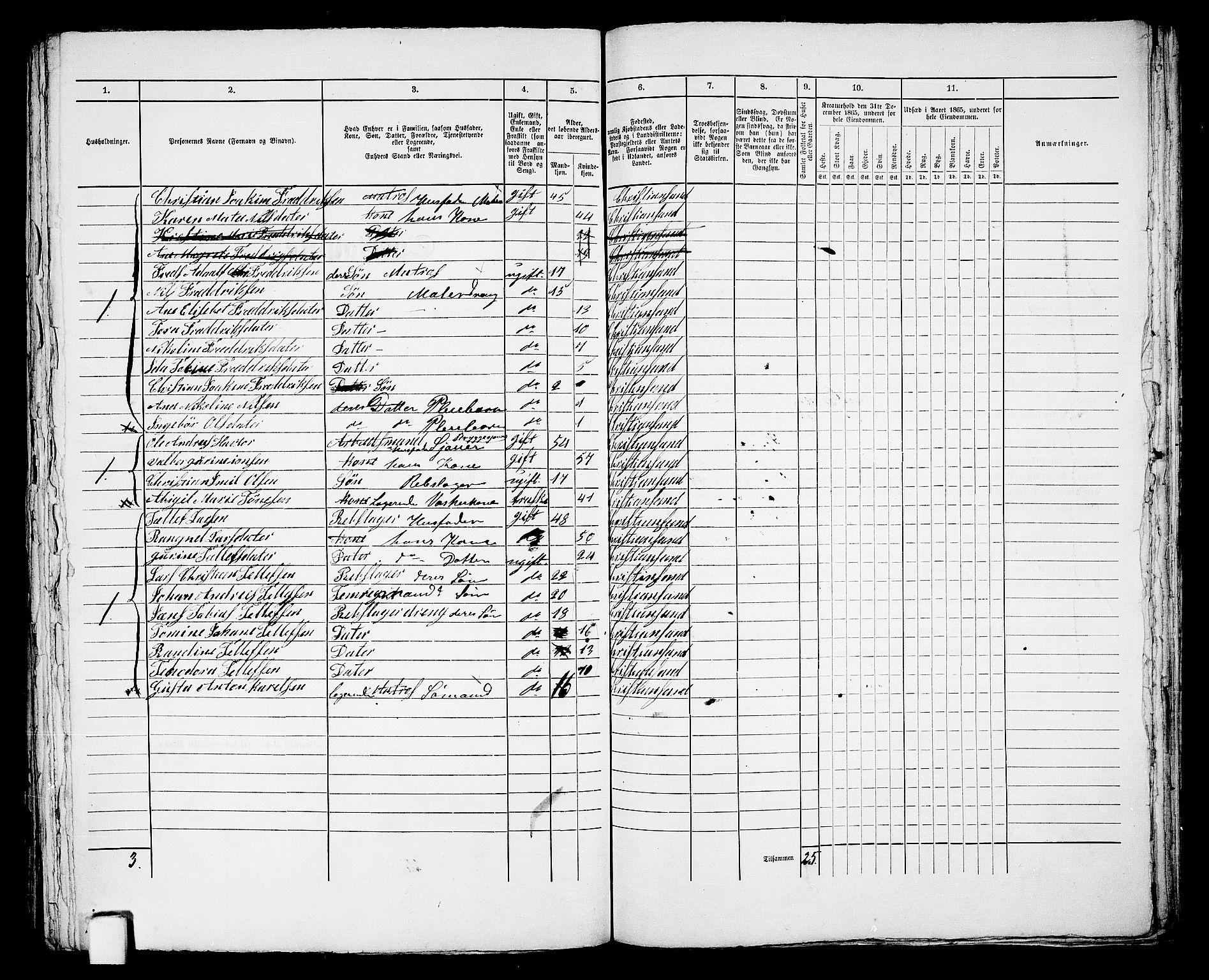 RA, 1865 census for Kristiansand, 1865, p. 1474