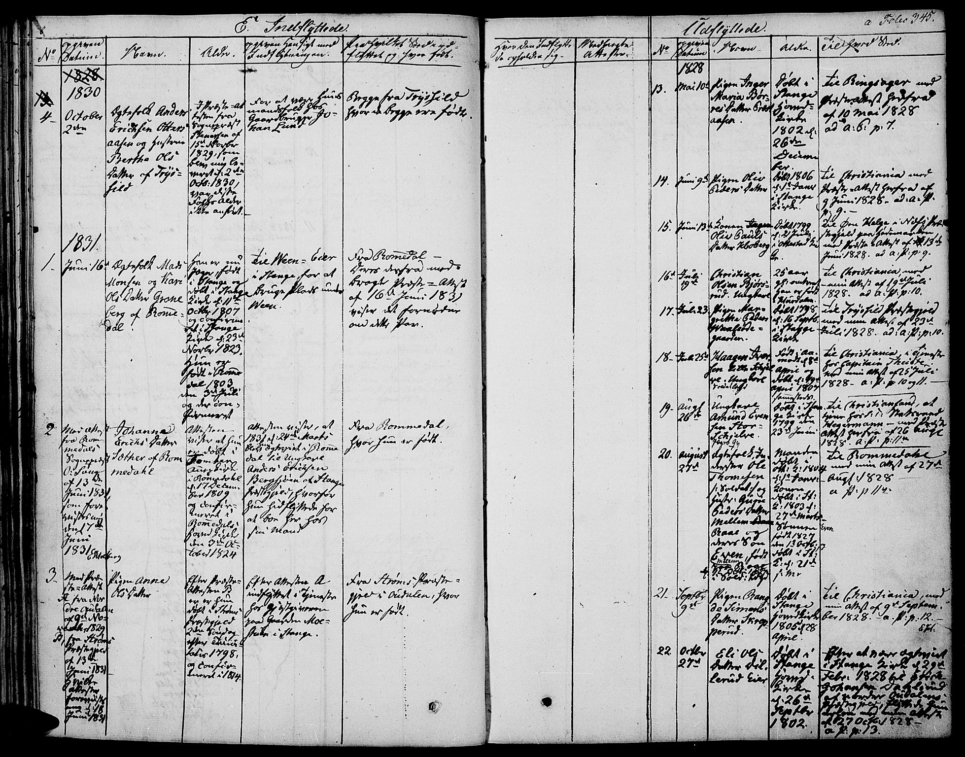 Stange prestekontor, SAH/PREST-002/K/L0009: Parish register (official) no. 9, 1826-1835, p. 345