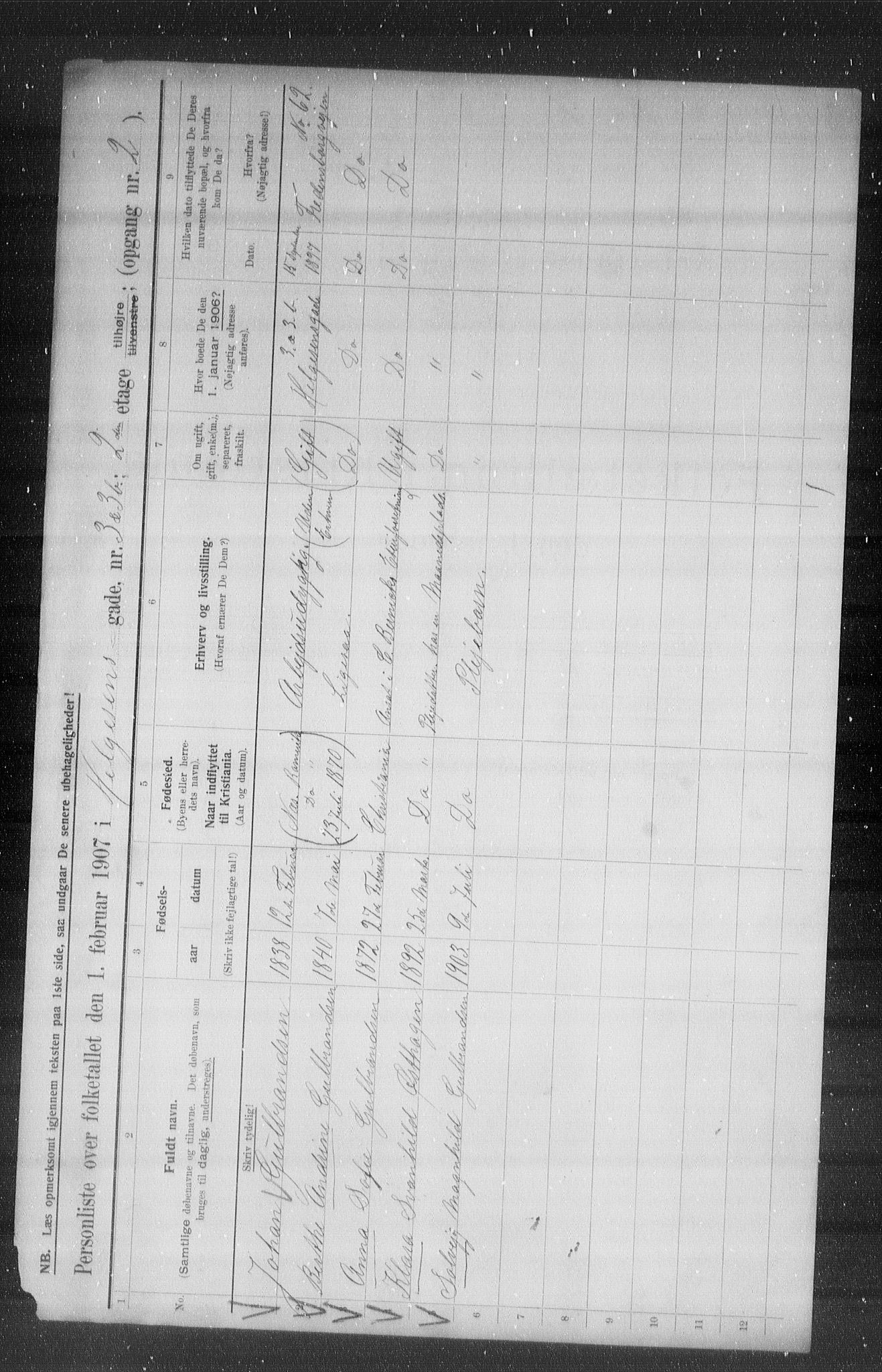 OBA, Municipal Census 1907 for Kristiania, 1907, p. 19308