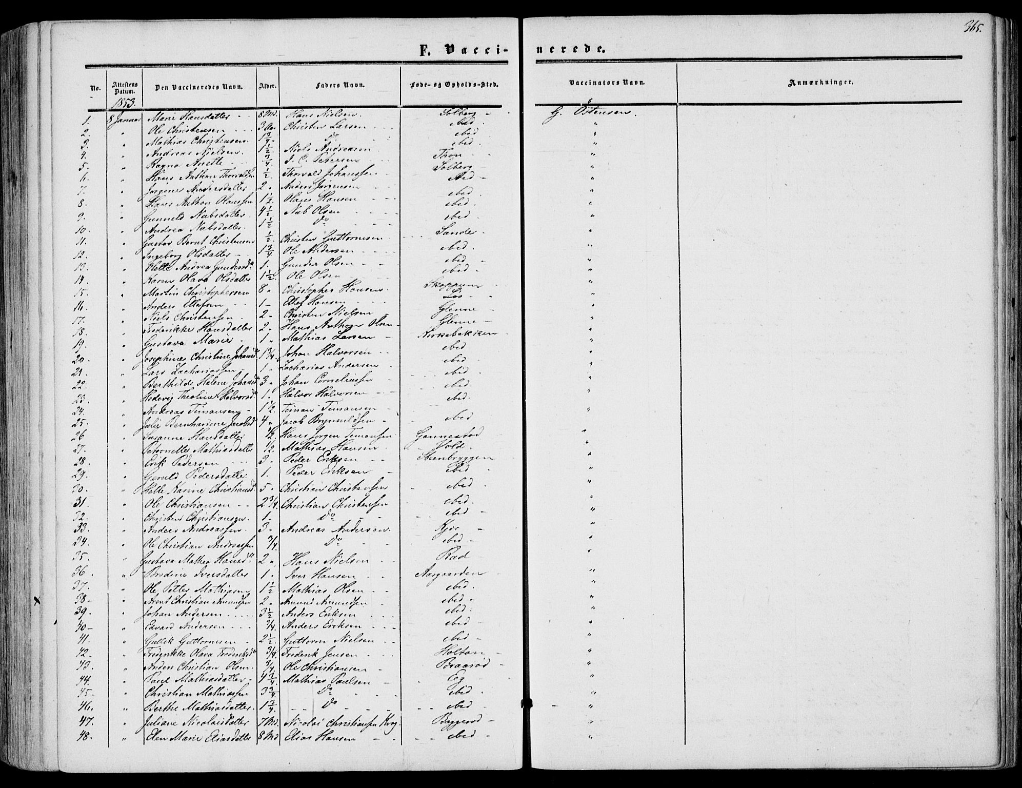 Borre kirkebøker, AV/SAKO-A-338/F/Fa/L0006: Parish register (official) no. I 6, 1852-1862, p. 365