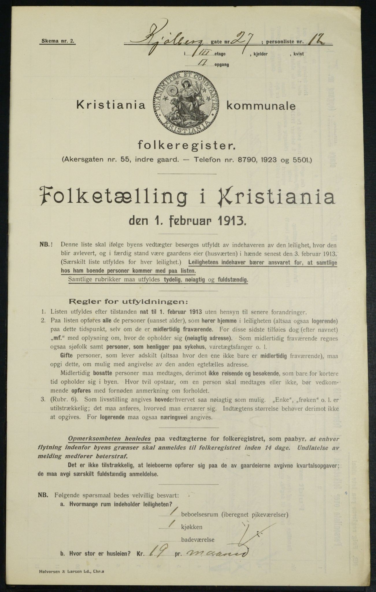 OBA, Municipal Census 1913 for Kristiania, 1913, p. 51569