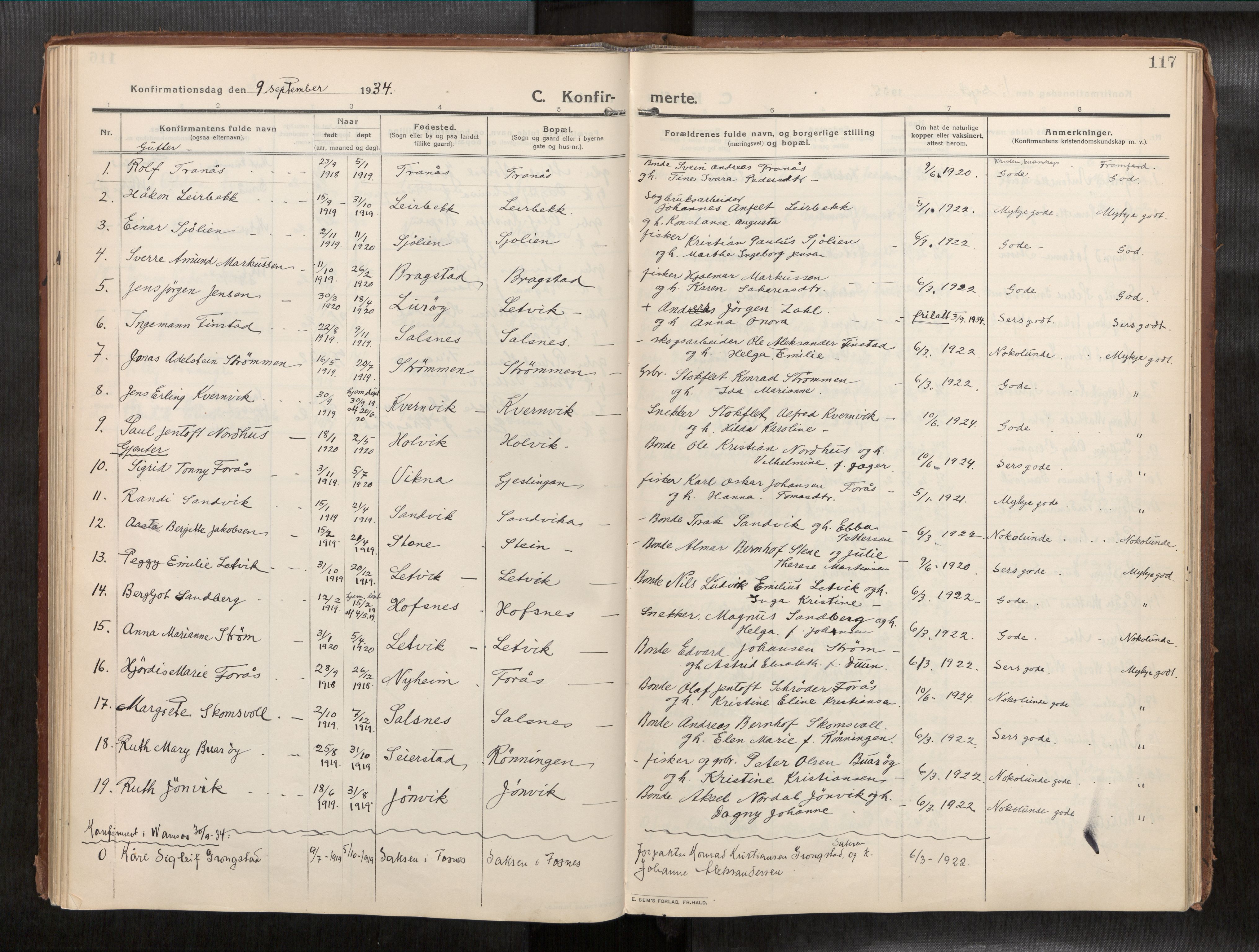 Ministerialprotokoller, klokkerbøker og fødselsregistre - Nord-Trøndelag, SAT/A-1458/773/L0624a: Parish register (official) no. 773A16, 1910-1936, p. 117