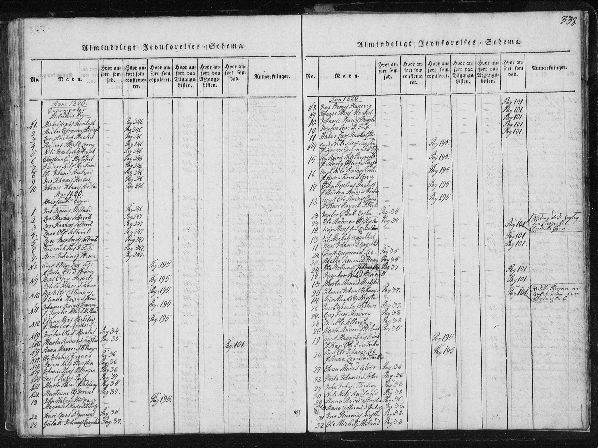 Hamre sokneprestembete, AV/SAB-A-75501/H/Ha/Haa/Haaa/L0010: Parish register (official) no. A 10, 1816-1826, p. 338