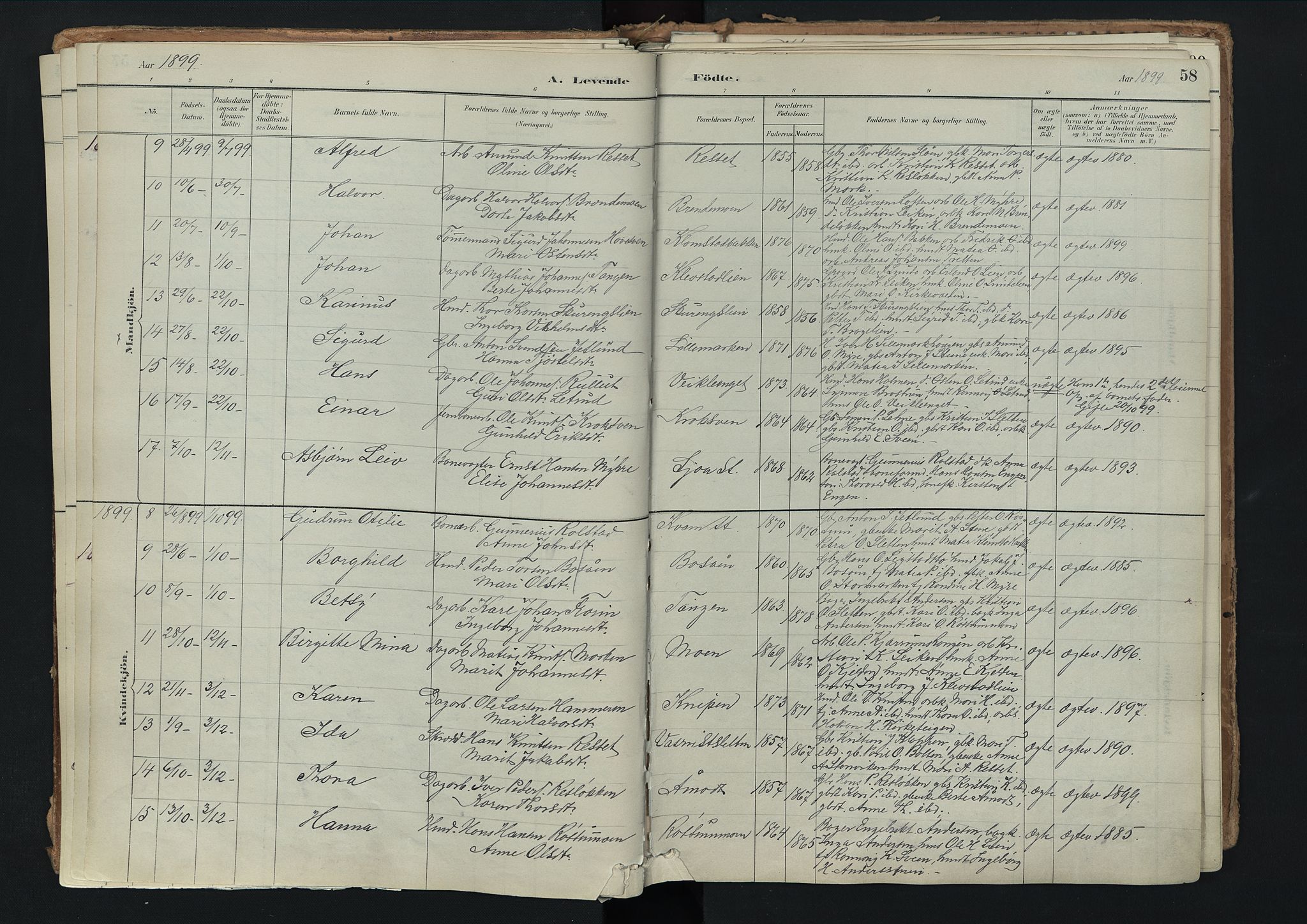 Nord-Fron prestekontor, SAH/PREST-080/H/Ha/Haa/L0003: Parish register (official) no. 3, 1884-1914, p. 58