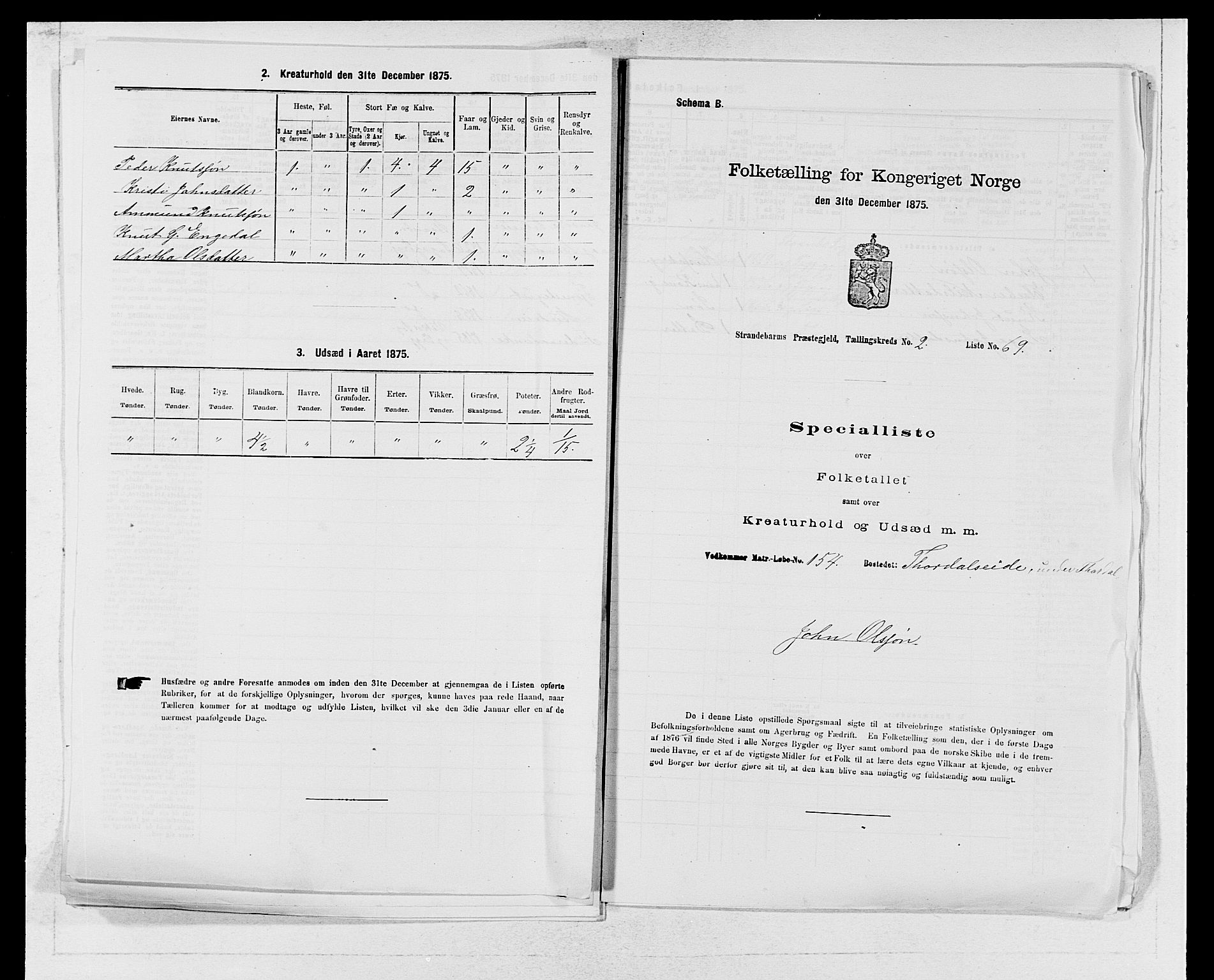 SAB, 1875 census for 1226P Strandebarm, 1875, p. 313