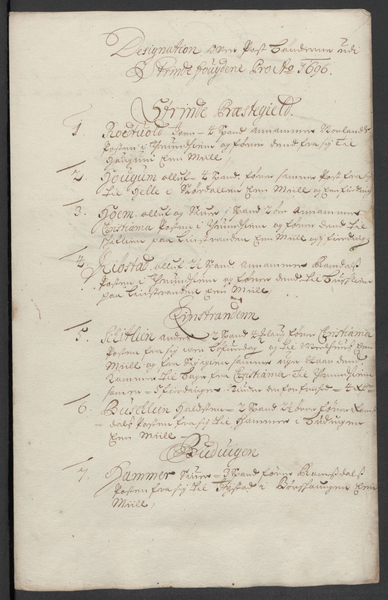 Rentekammeret inntil 1814, Reviderte regnskaper, Fogderegnskap, RA/EA-4092/R61/L4106: Fogderegnskap Strinda og Selbu, 1696-1697, p. 99