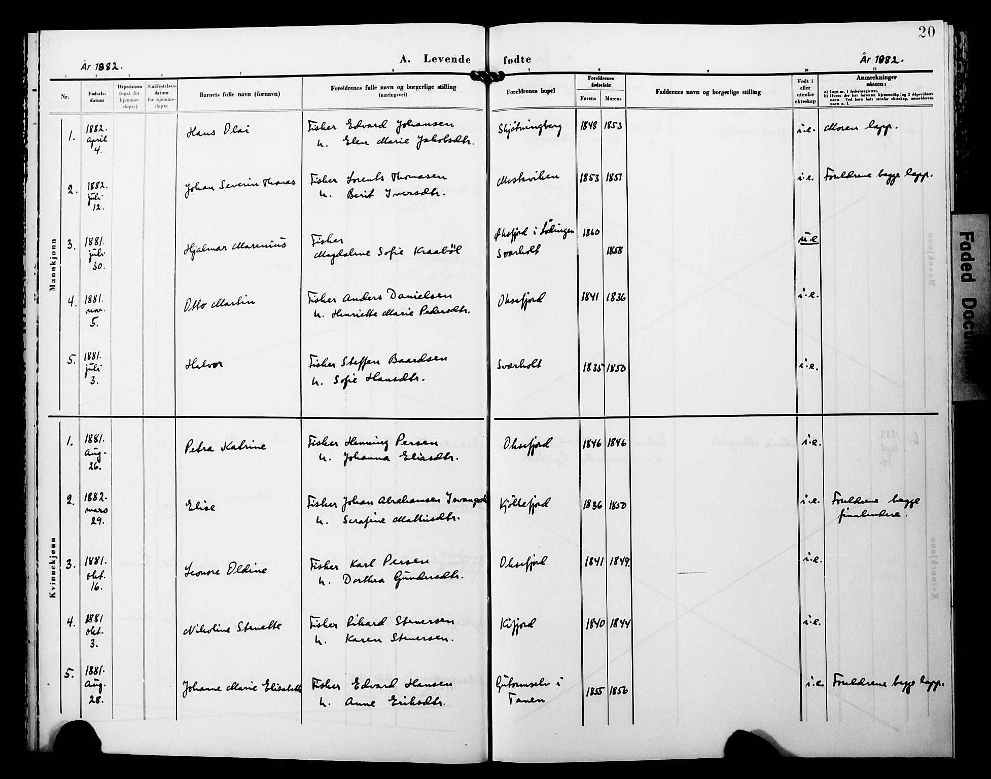 Lebesby sokneprestkontor, SATØ/S-1353/H/Ha/L0005kirke: Parish register (official) no. 5, 1870-1902, p. 20