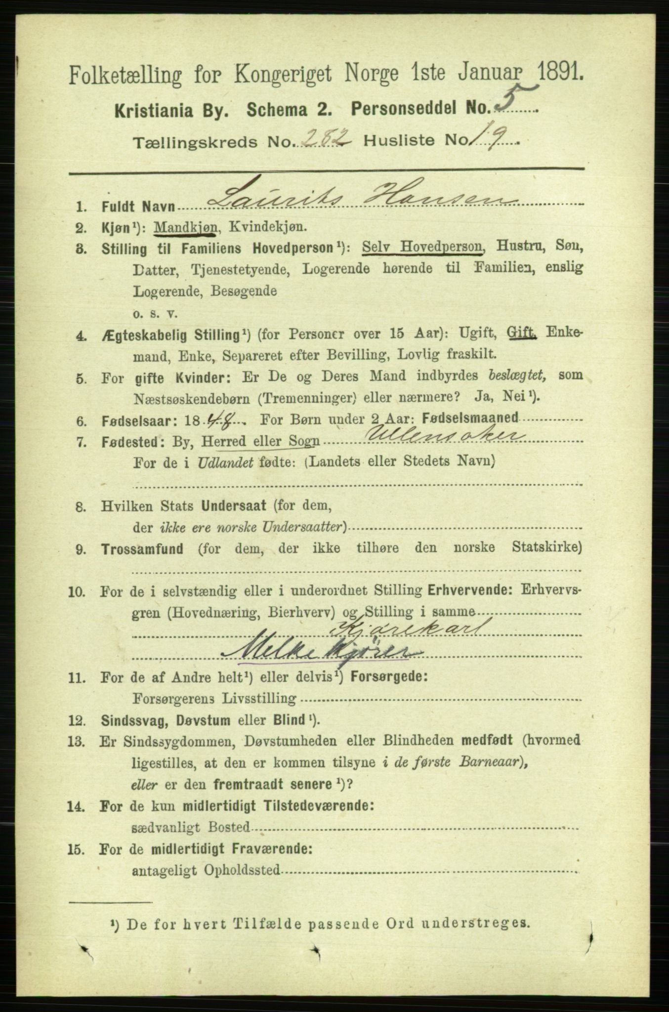 RA, 1891 census for 0301 Kristiania, 1891, p. 172291