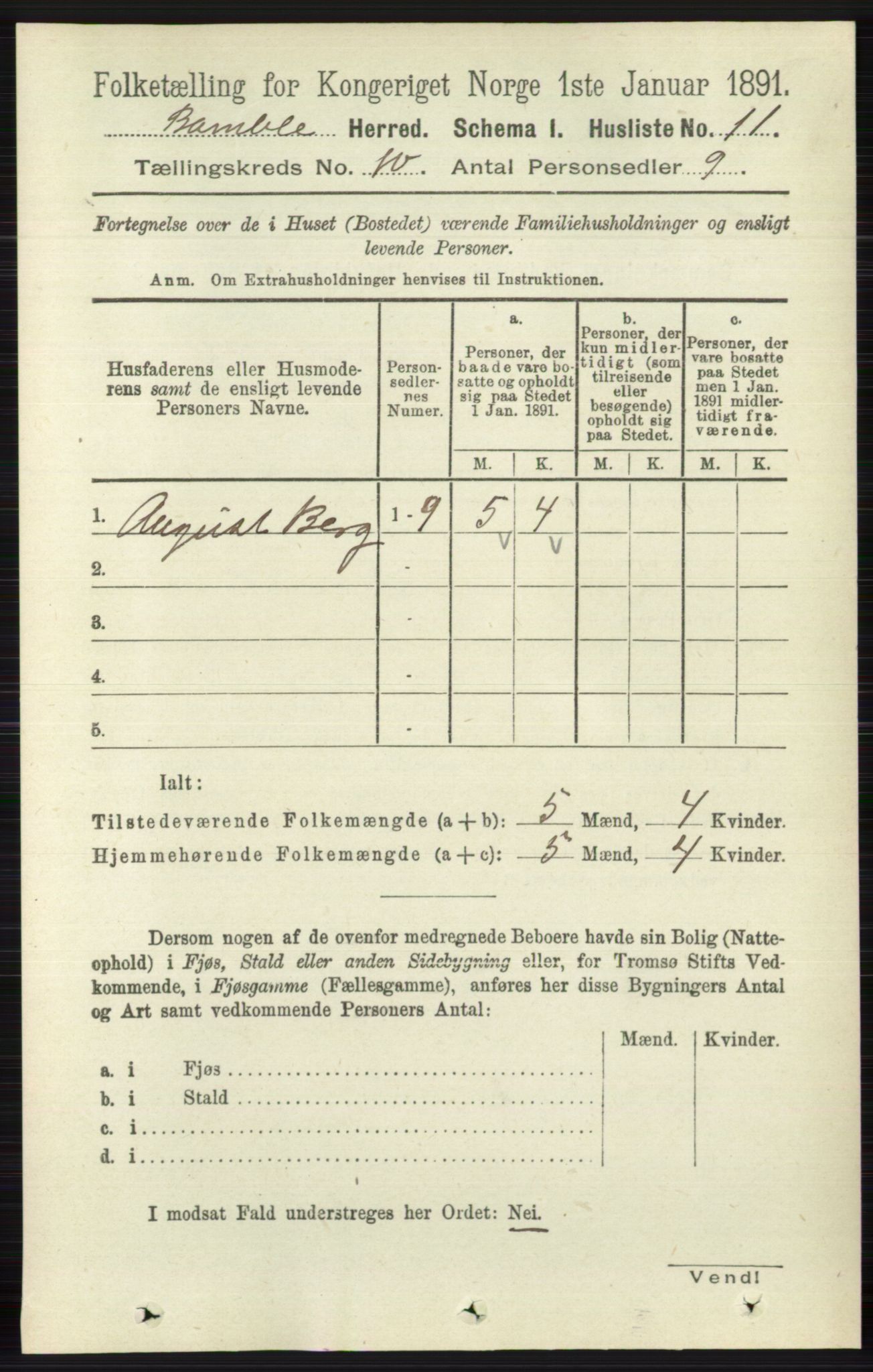 RA, 1891 census for 0814 Bamble, 1891, p. 5713