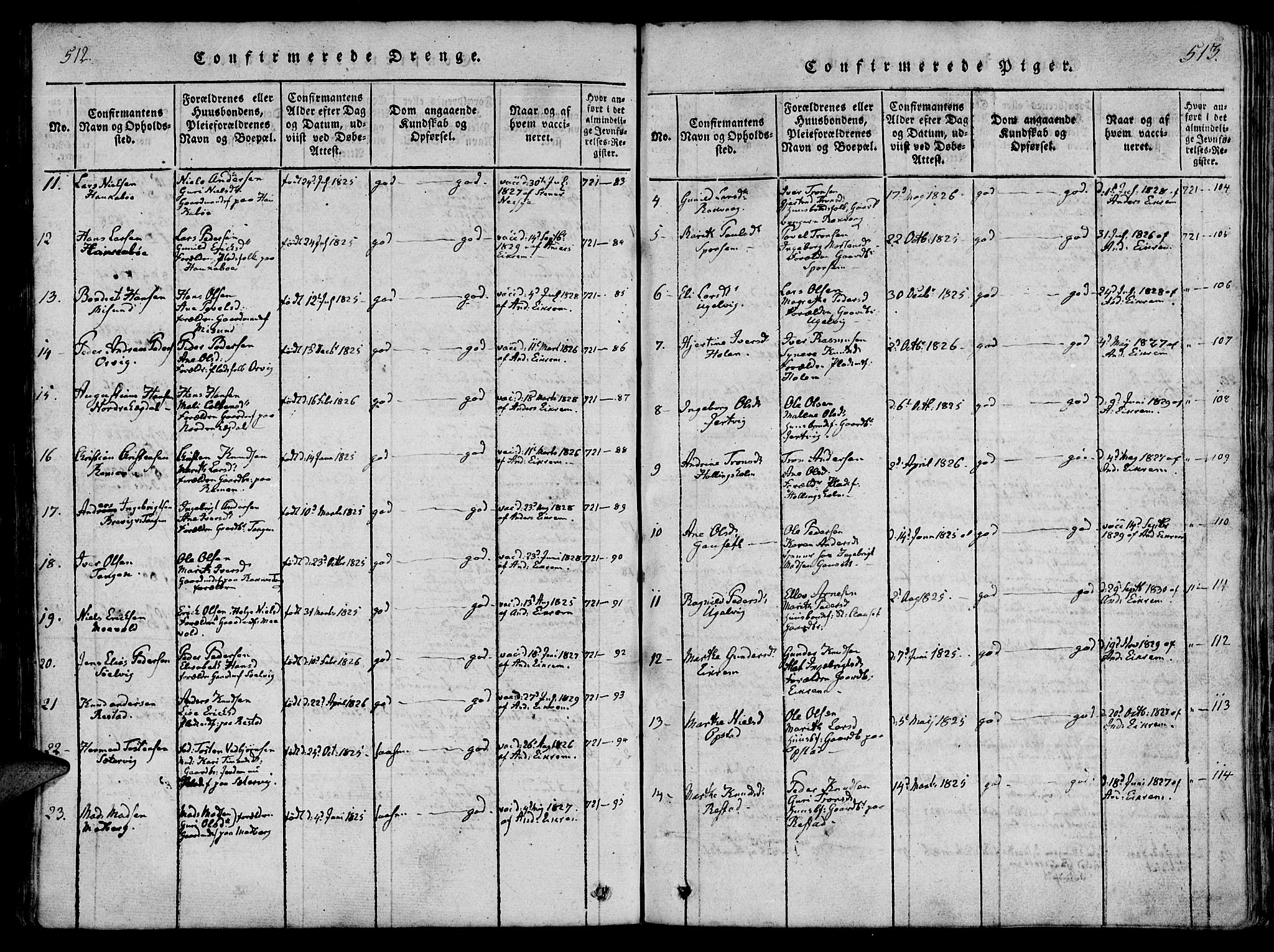 Ministerialprotokoller, klokkerbøker og fødselsregistre - Møre og Romsdal, AV/SAT-A-1454/560/L0718: Parish register (official) no. 560A02, 1817-1844, p. 512-513