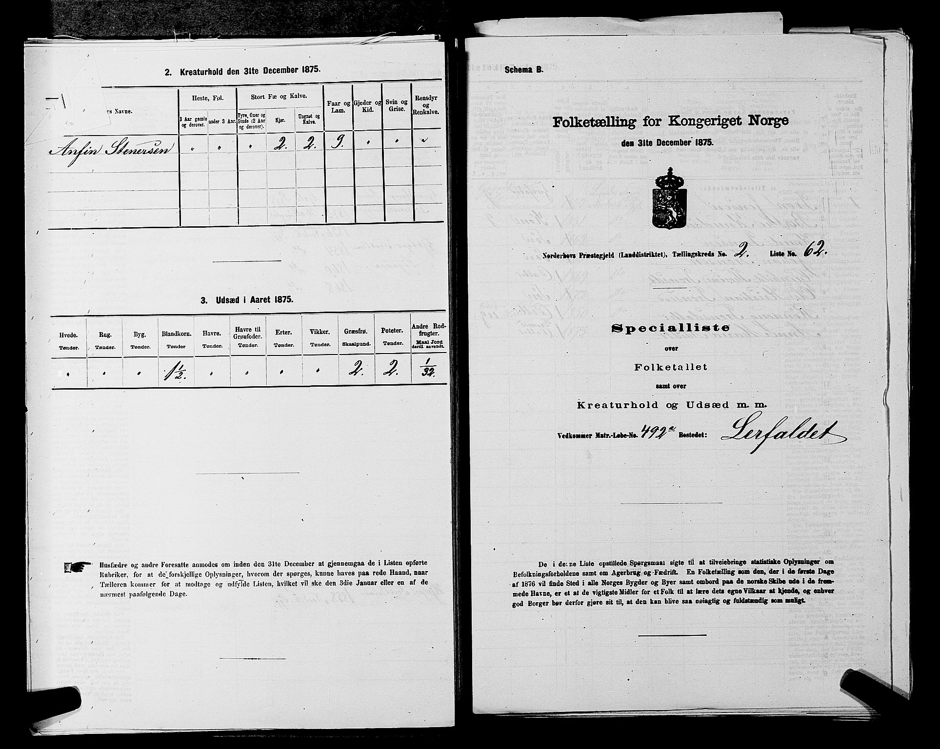 SAKO, 1875 census for 0613L Norderhov/Norderhov, Haug og Lunder, 1875, p. 2544