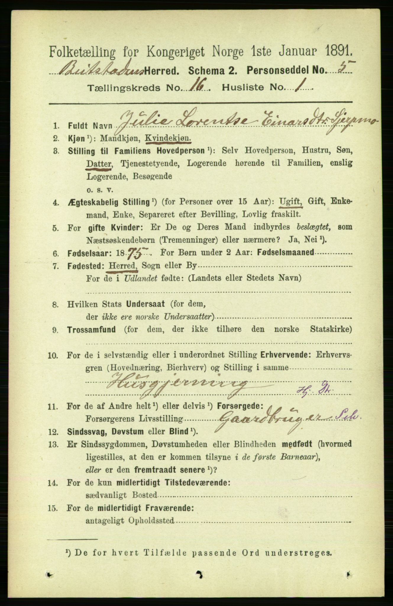 RA, 1891 census for 1727 Beitstad, 1891, p. 4172