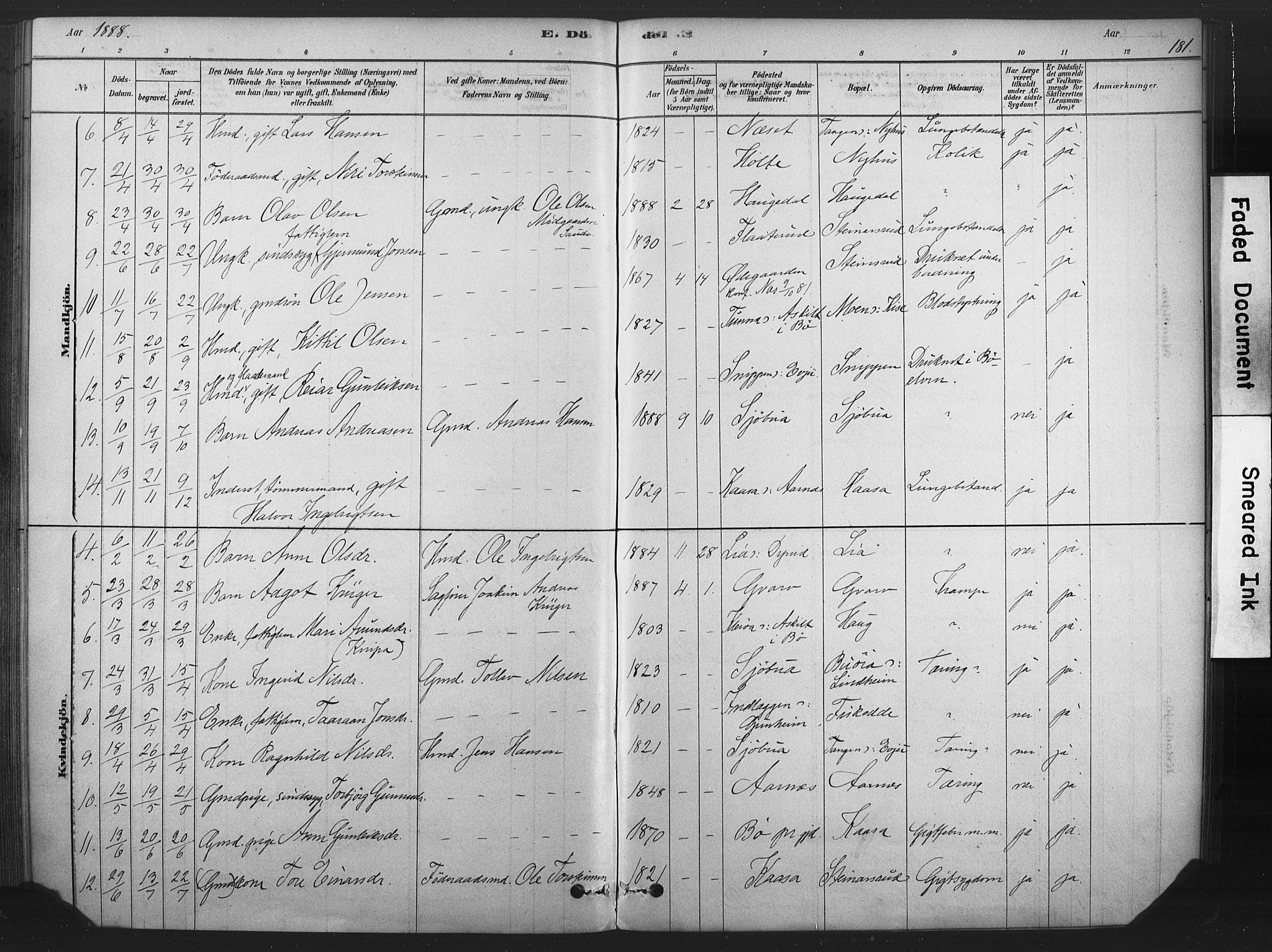 Sauherad kirkebøker, AV/SAKO-A-298/F/Fb/L0002: Parish register (official) no. II 2, 1878-1901, p. 181