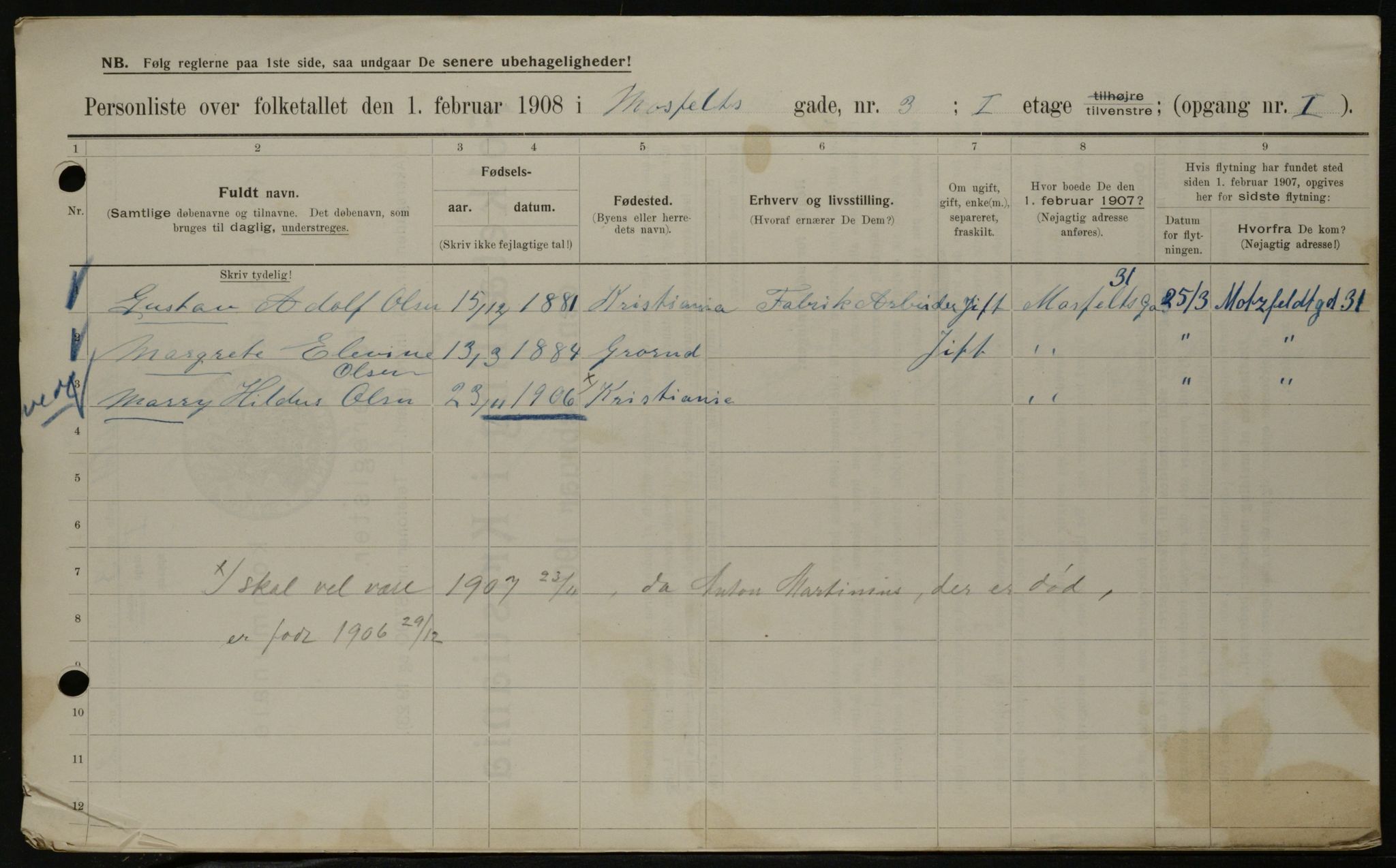 OBA, Municipal Census 1908 for Kristiania, 1908, p. 59086