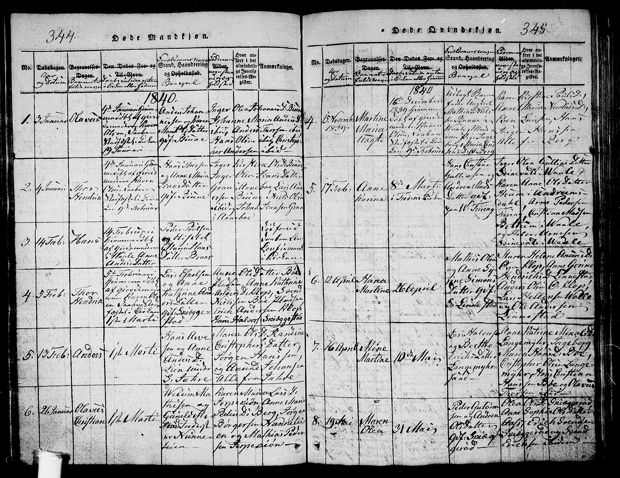 Ramnes kirkebøker, AV/SAKO-A-314/G/Ga/L0001: Parish register (copy) no. I 1, 1813-1847, p. 344-345