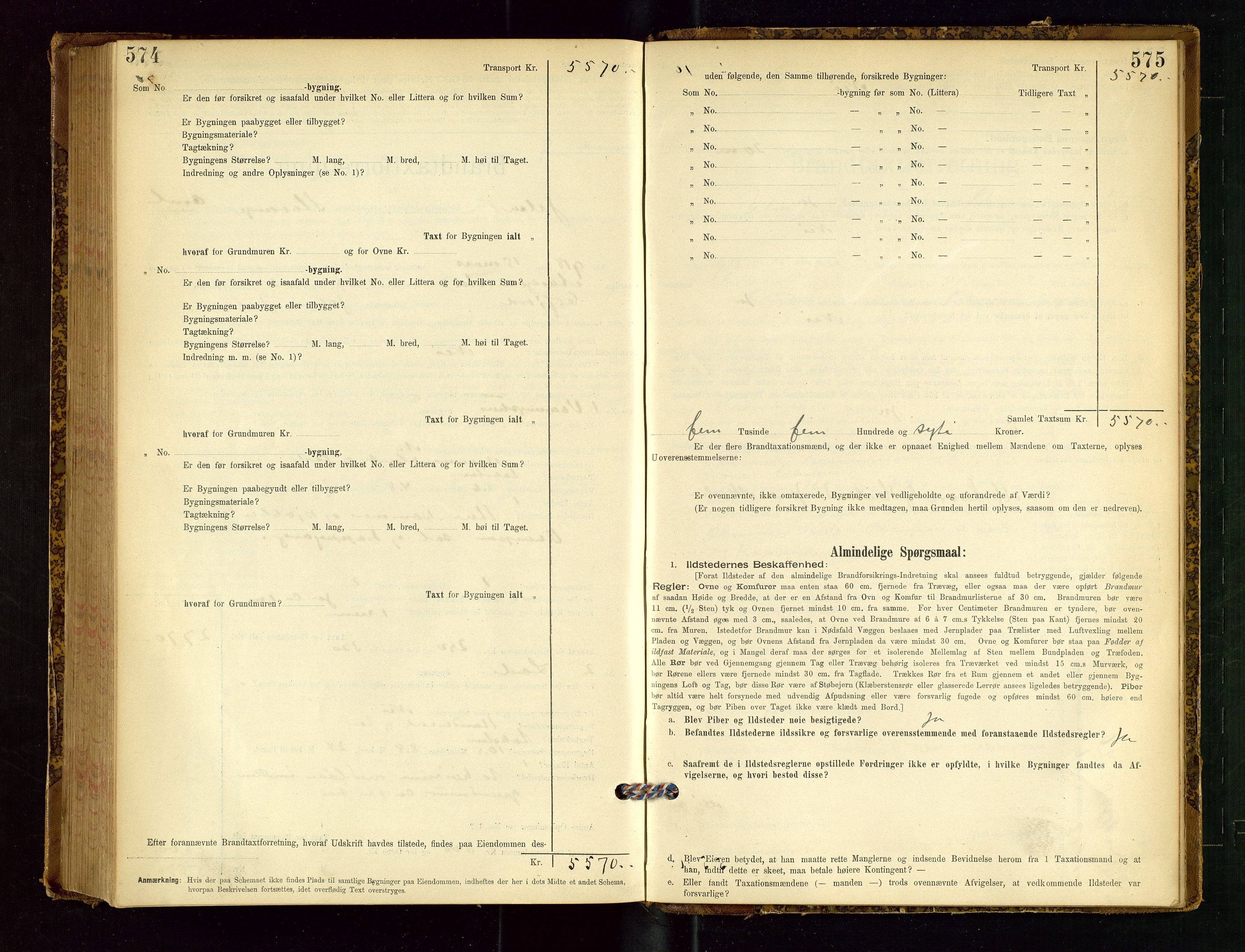 Jelsa lensmannskontor, SAST/A-100360/Gob/L0001: "Brandtaxationsprotocol", 1895-1918, p. 574-575