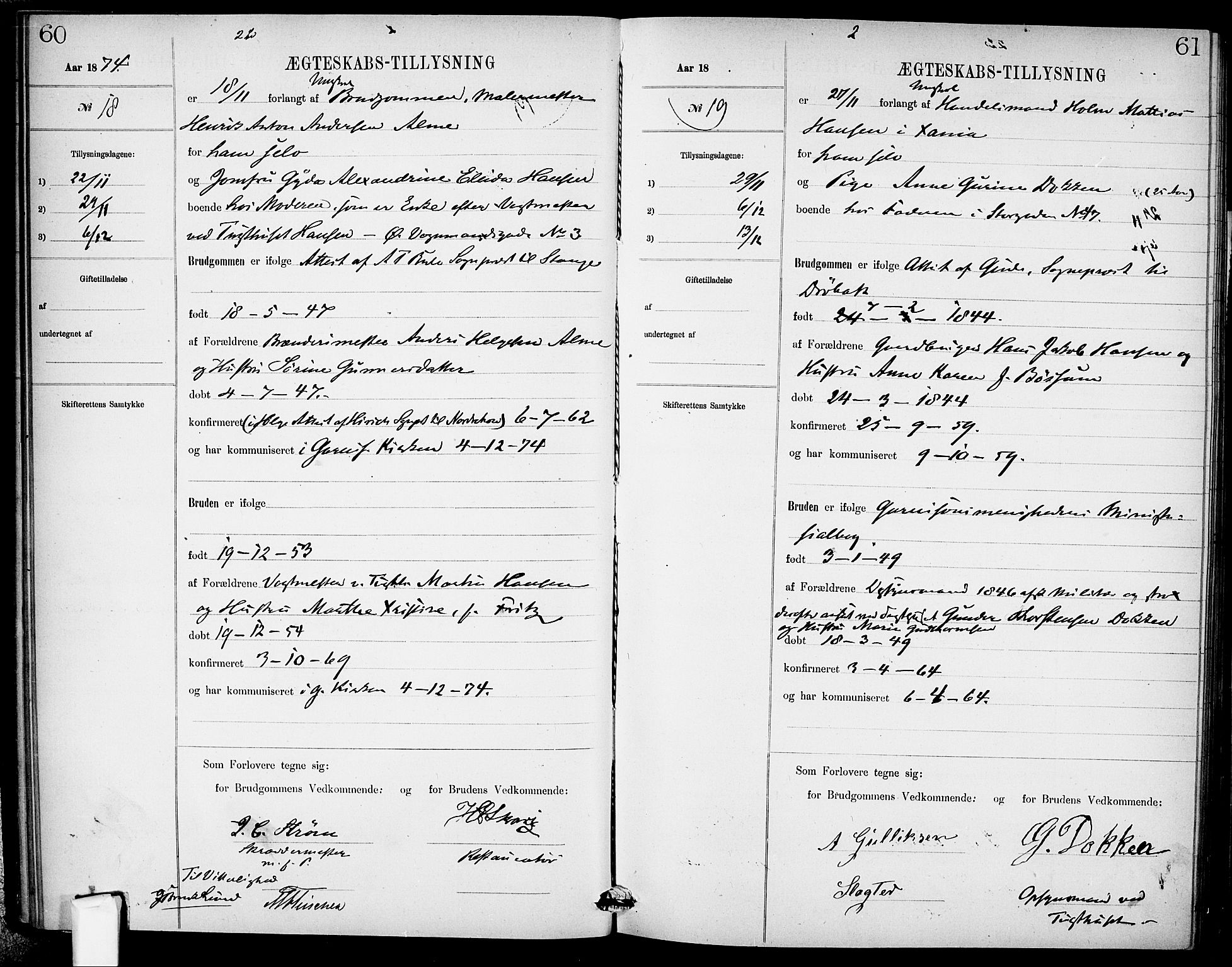 Garnisonsmenigheten Kirkebøker, AV/SAO-A-10846/H/Ha/L0007: Banns register no. I 7, 1872-1893, p. 60-61