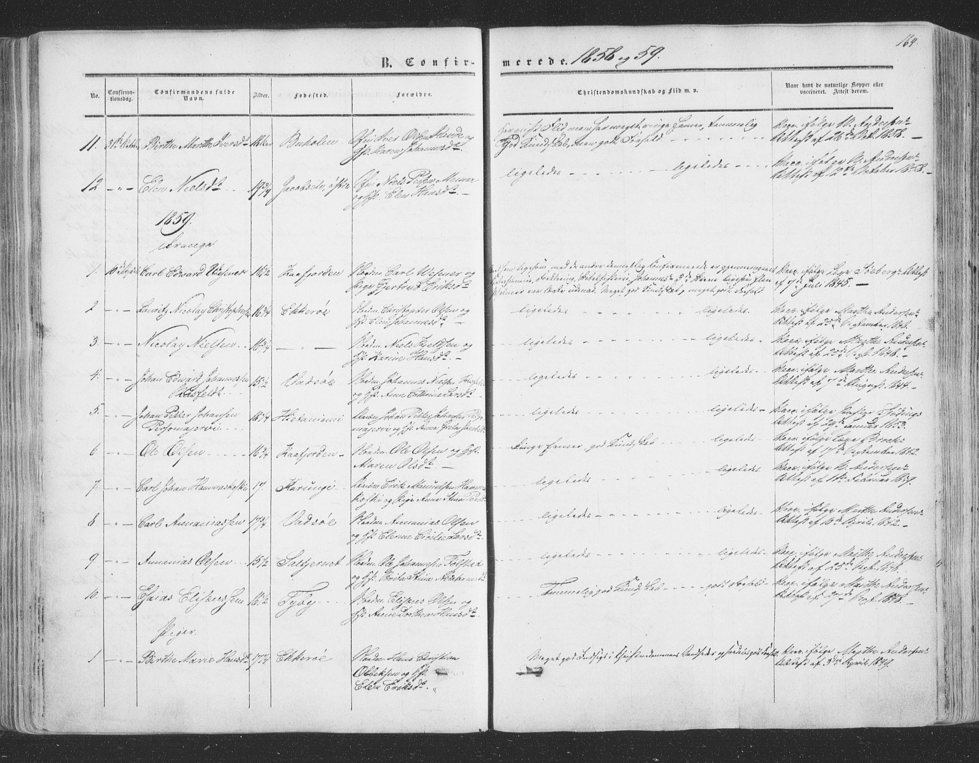Vadsø sokneprestkontor, SATØ/S-1325/H/Ha/L0004kirke: Parish register (official) no. 4, 1854-1880, p. 164