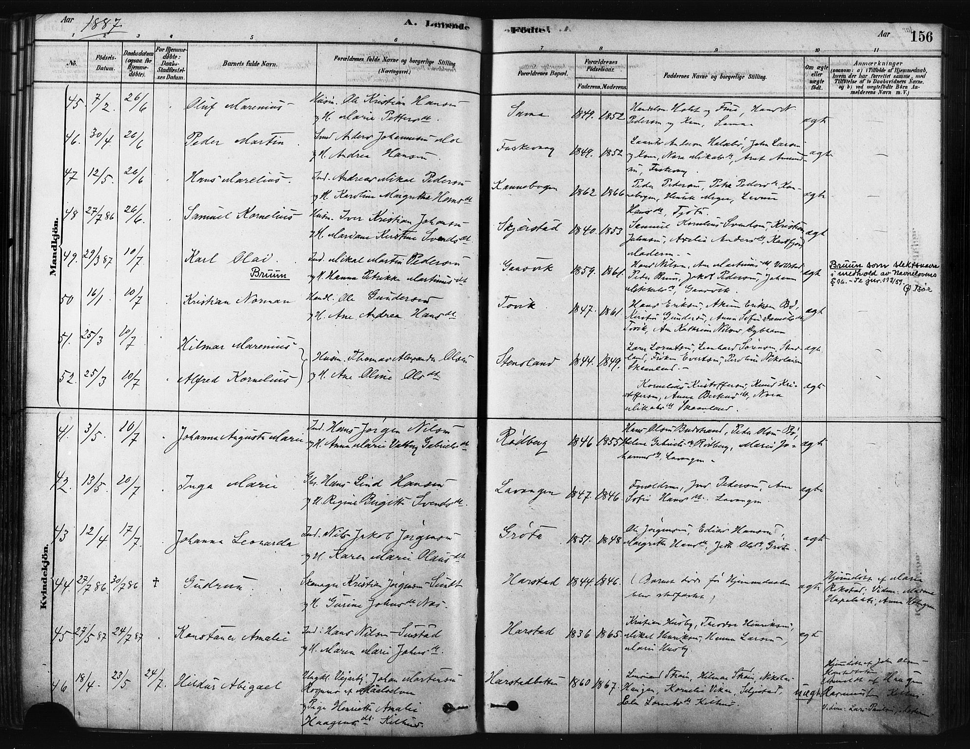 Trondenes sokneprestkontor, SATØ/S-1319/H/Ha/L0014kirke: Parish register (official) no. 14, 1878-1889, p. 156