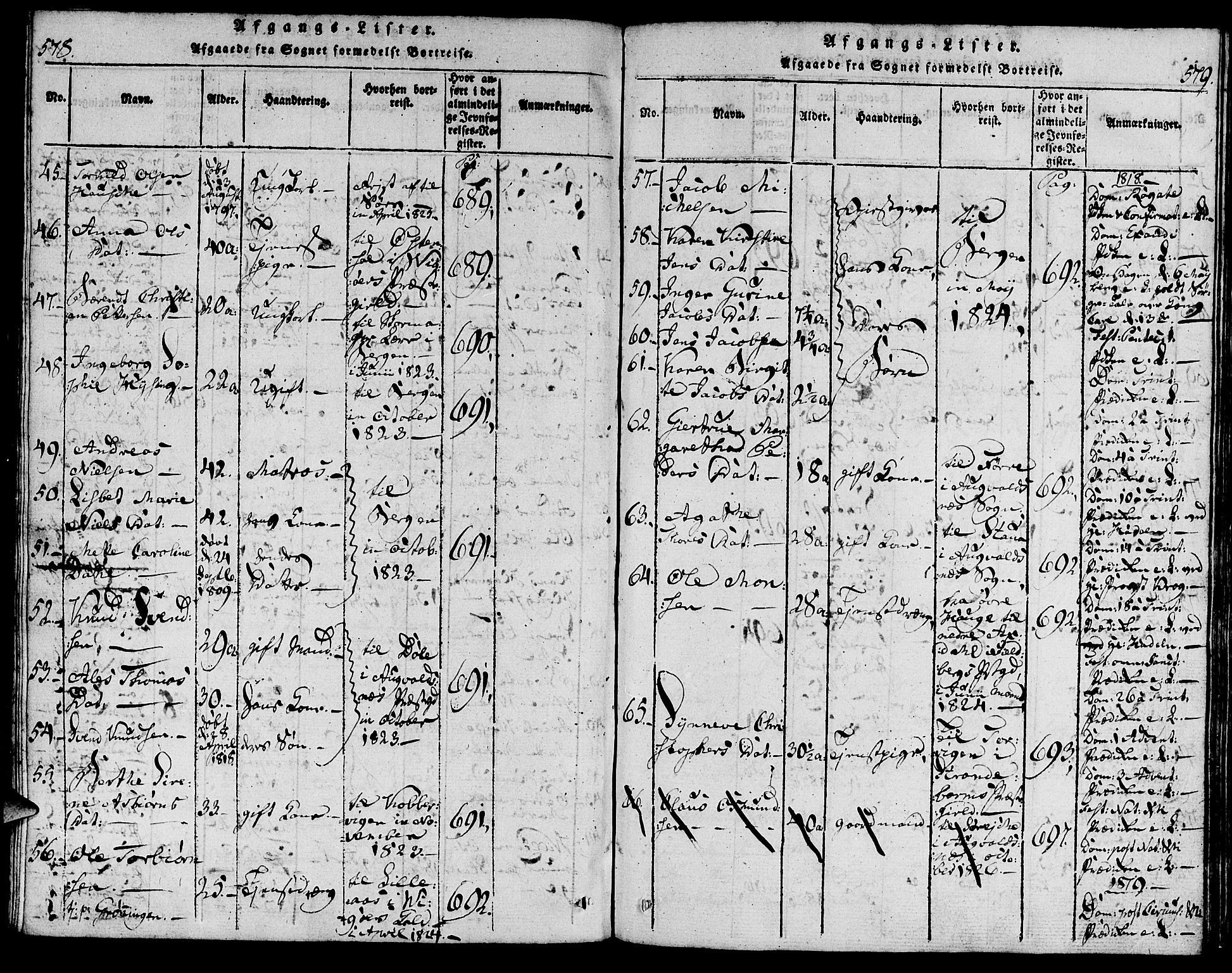 Torvastad sokneprestkontor, AV/SAST-A -101857/H/Ha/Haa/L0004: Parish register (official) no. A 3 /1, 1817-1836, p. 578-579