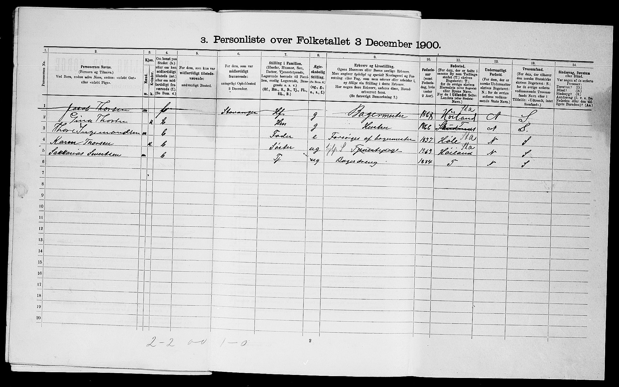 SAST, 1900 census for Skudeneshavn, 1900, p. 411