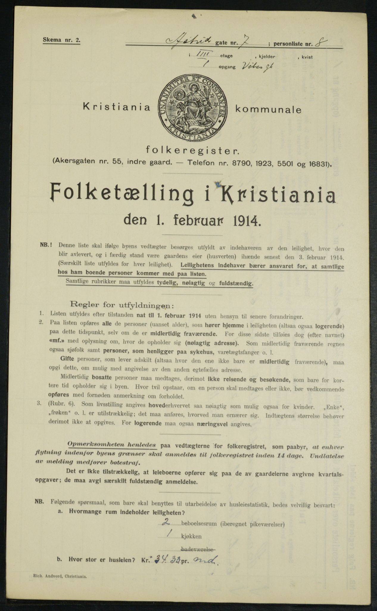 OBA, Municipal Census 1914 for Kristiania, 1914, p. 17380