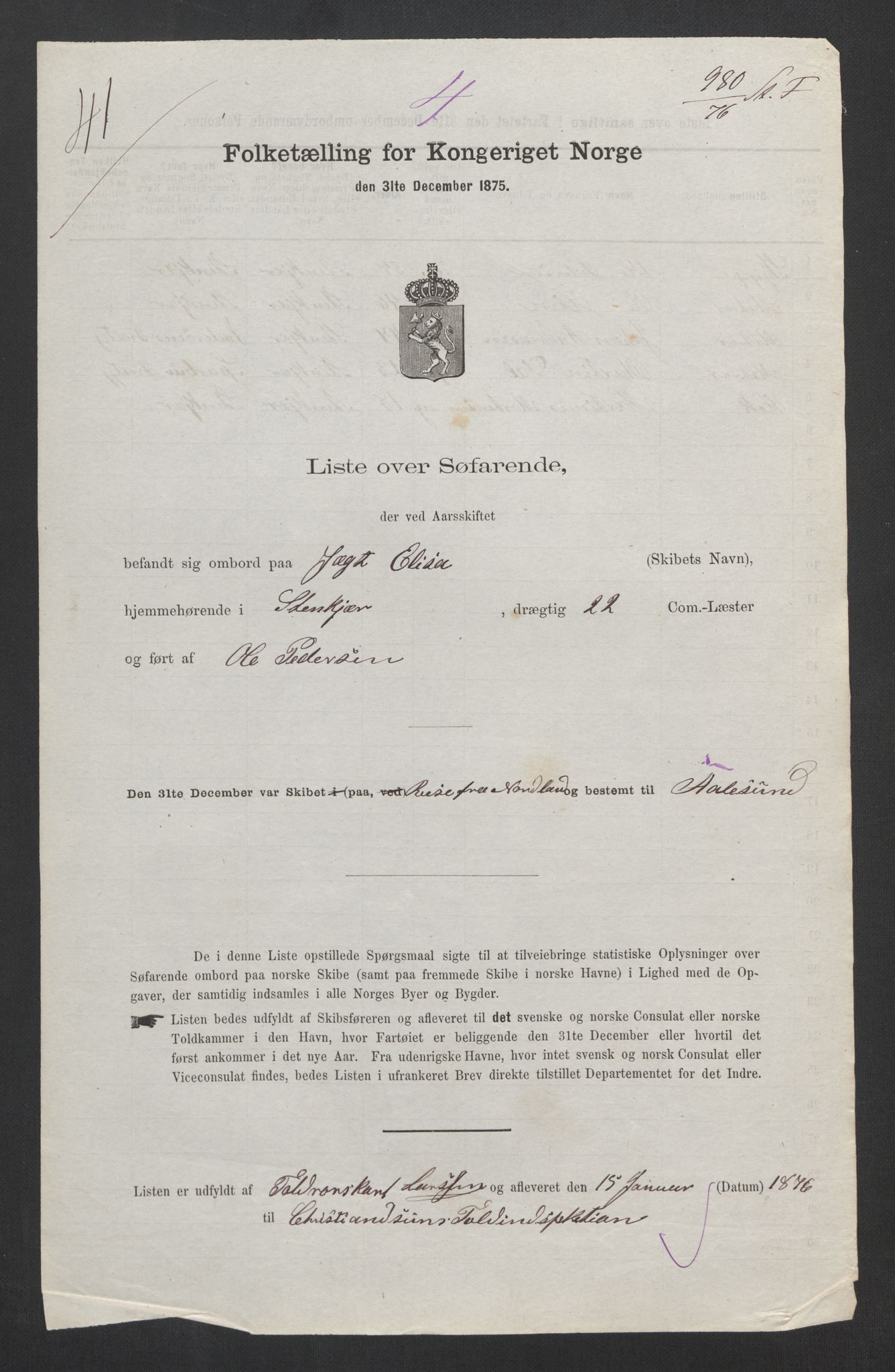 RA, 1875 census, lists of crew on ships: Ships in domestic ports, 1875, p. 1211