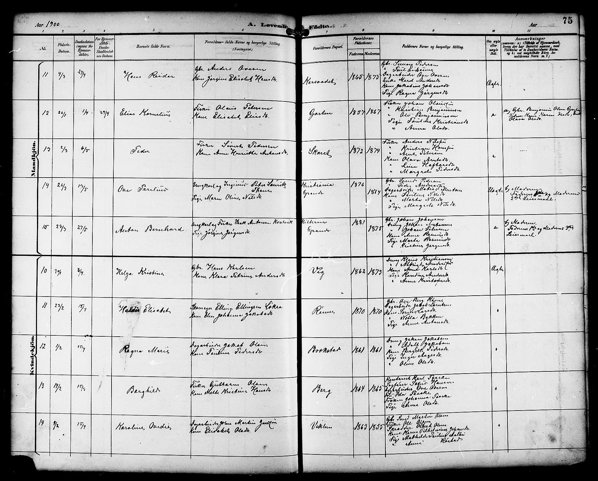 Ministerialprotokoller, klokkerbøker og fødselsregistre - Sør-Trøndelag, AV/SAT-A-1456/659/L0746: Parish register (copy) no. 659C03, 1893-1912, p. 75