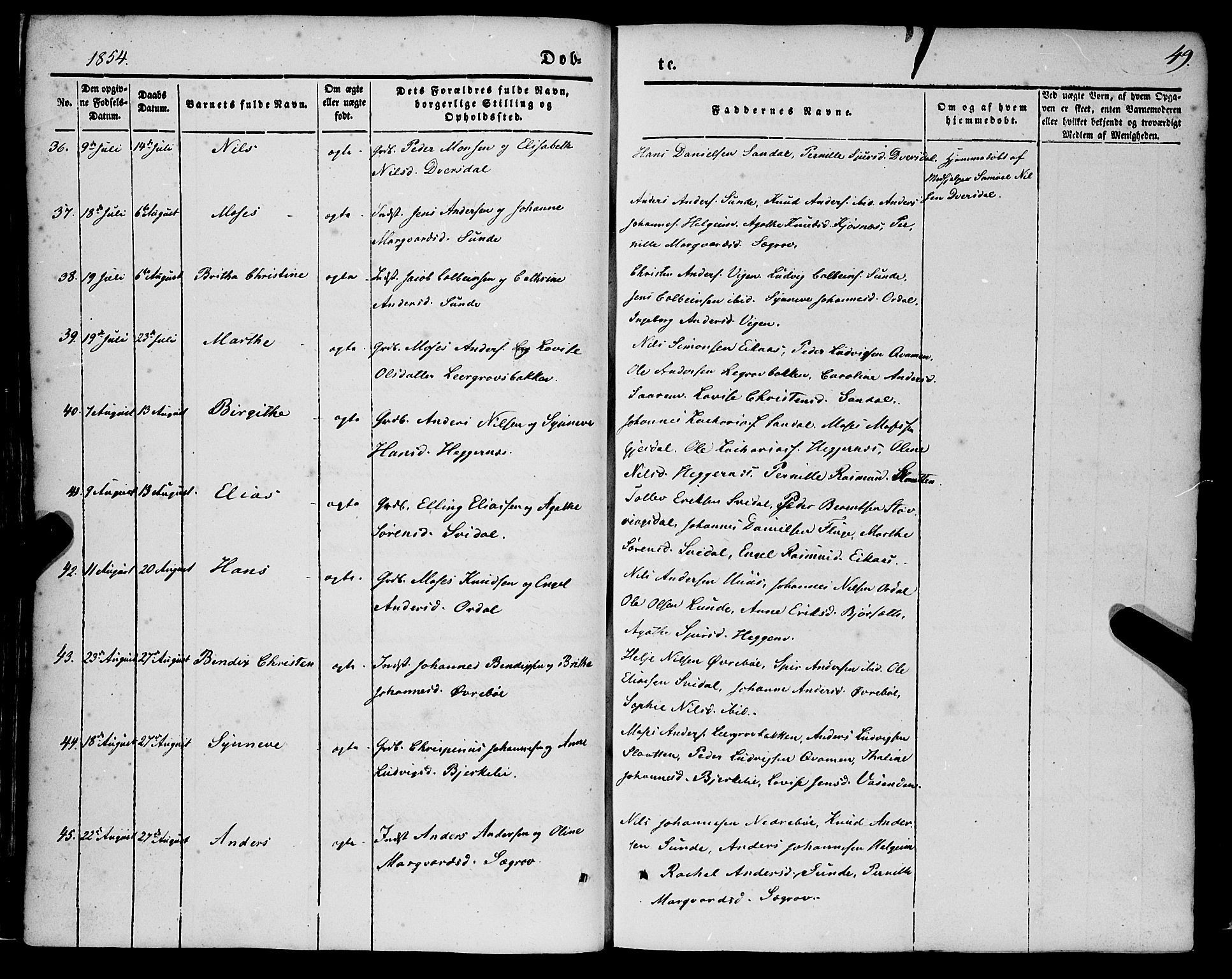 Jølster sokneprestembete, AV/SAB-A-80701/H/Haa/Haaa/L0010: Parish register (official) no. A 10, 1847-1865, p. 49