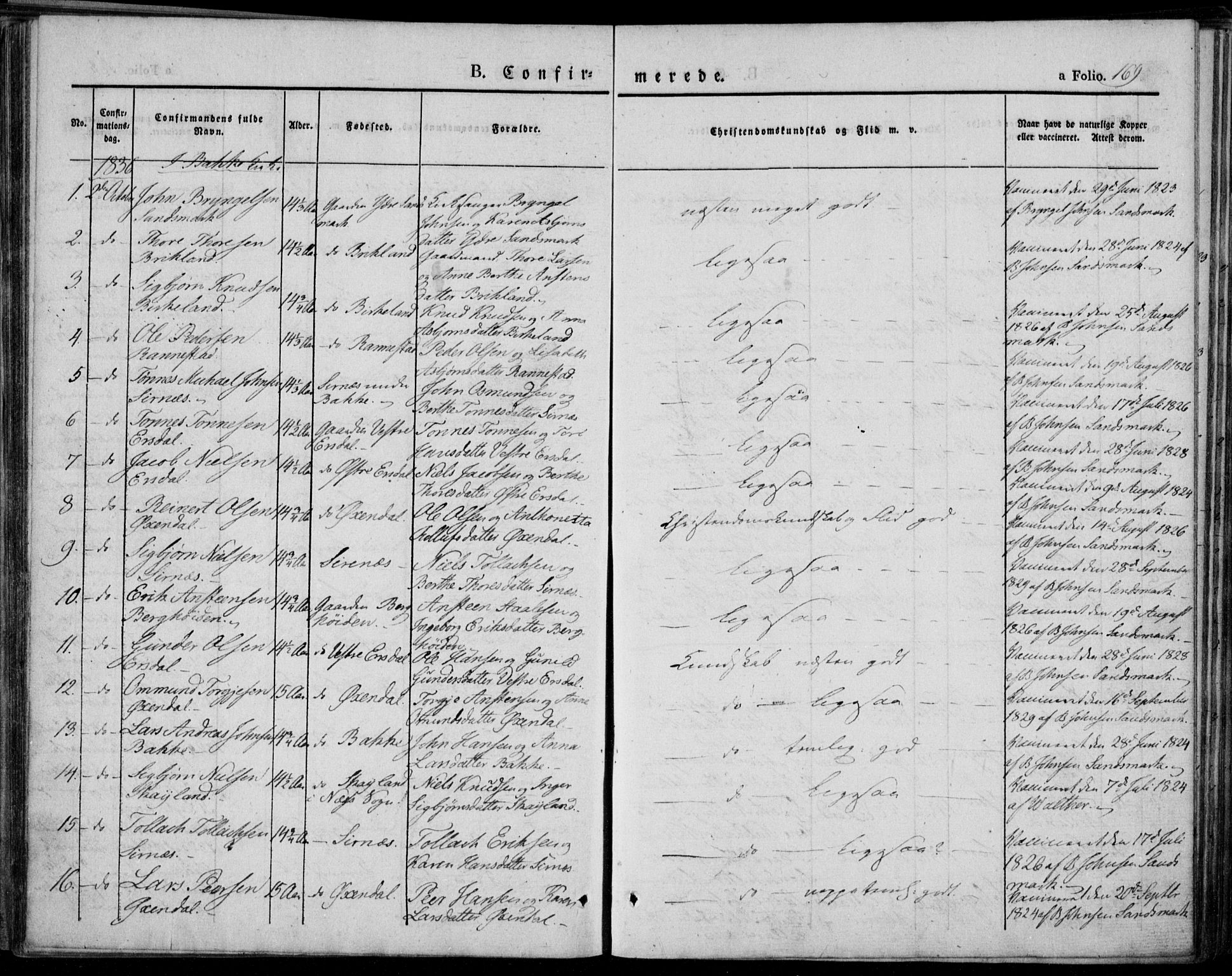 Bakke sokneprestkontor, SAK/1111-0002/F/Fa/Faa/L0004: Parish register (official) no. A 4, 1834-1846, p. 169