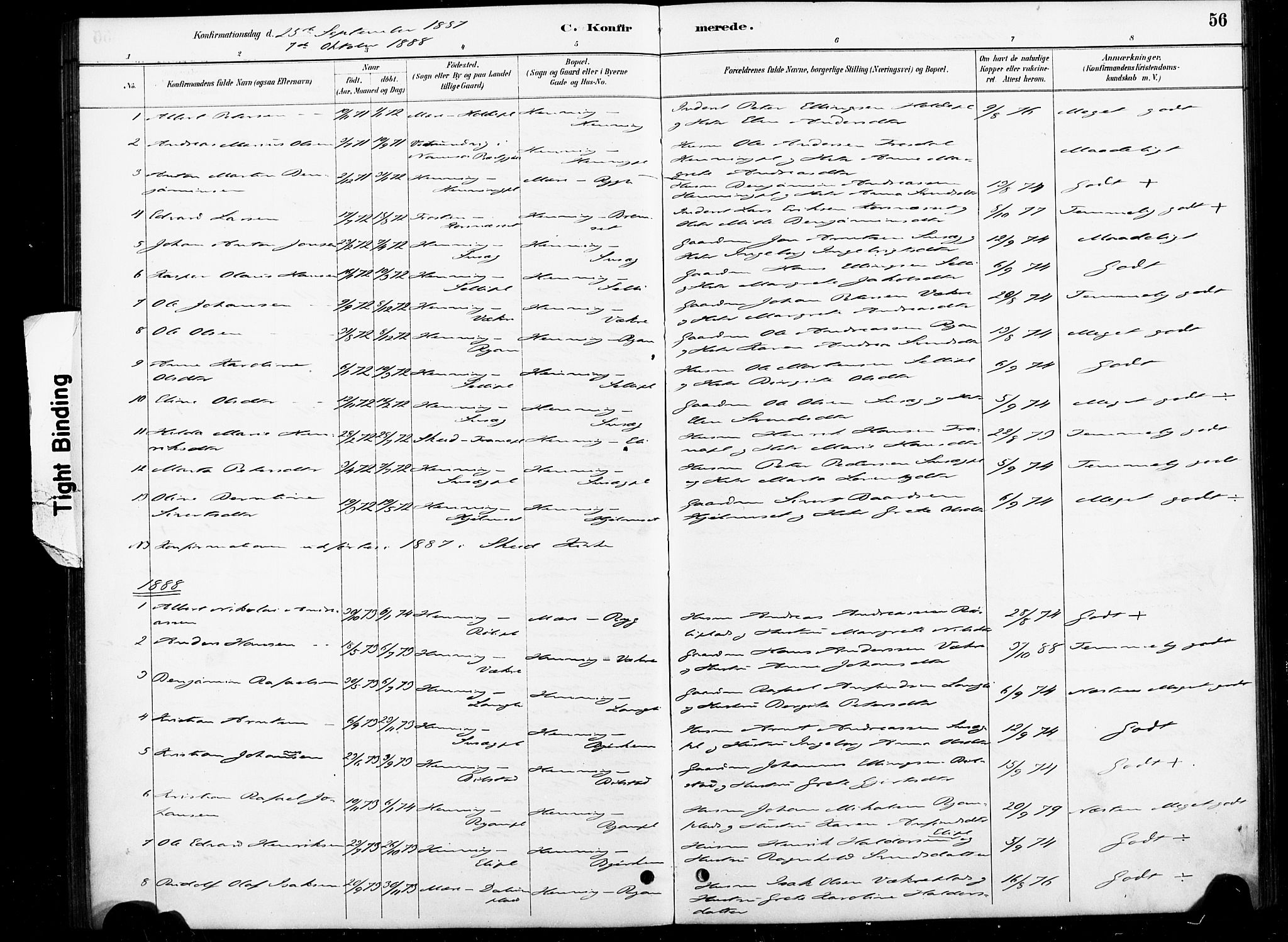 Ministerialprotokoller, klokkerbøker og fødselsregistre - Nord-Trøndelag, SAT/A-1458/738/L0364: Parish register (official) no. 738A01, 1884-1902, p. 56