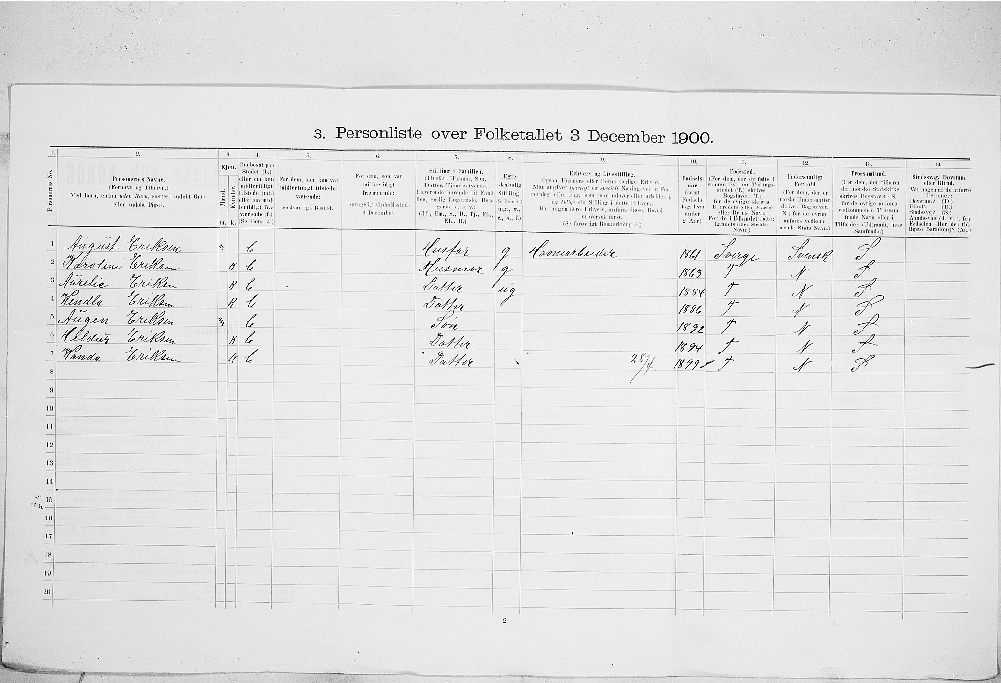 SAO, 1900 census for Kristiania, 1900, p. 52460