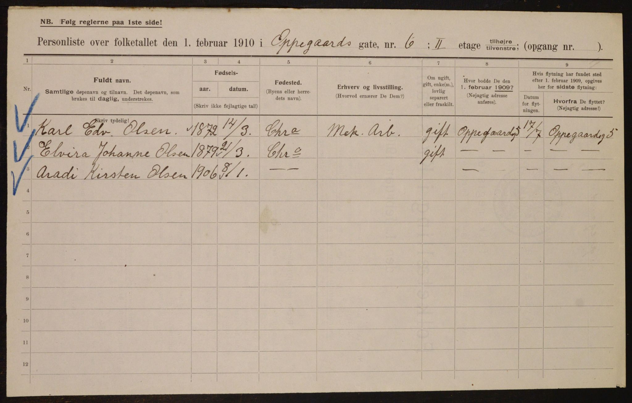 OBA, Municipal Census 1910 for Kristiania, 1910, p. 72954