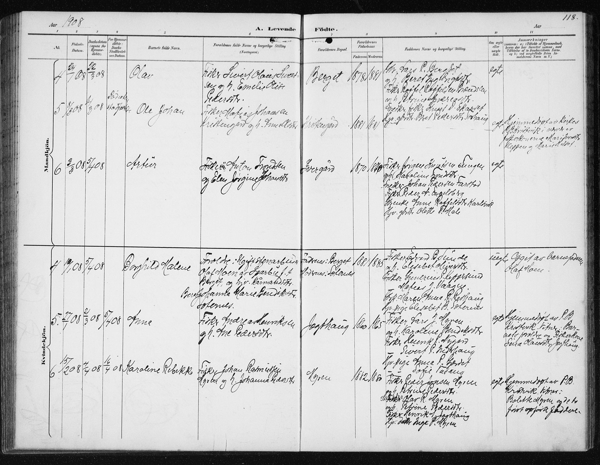 Ministerialprotokoller, klokkerbøker og fødselsregistre - Møre og Romsdal, AV/SAT-A-1454/566/L0773: Parish register (copy) no. 566C02, 1892-1909, p. 118