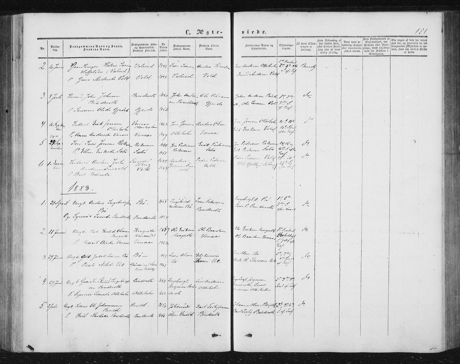 Ministerialprotokoller, klokkerbøker og fødselsregistre - Møre og Romsdal, AV/SAT-A-1454/543/L0562: Parish register (official) no. 543A02, 1854-1884, p. 151