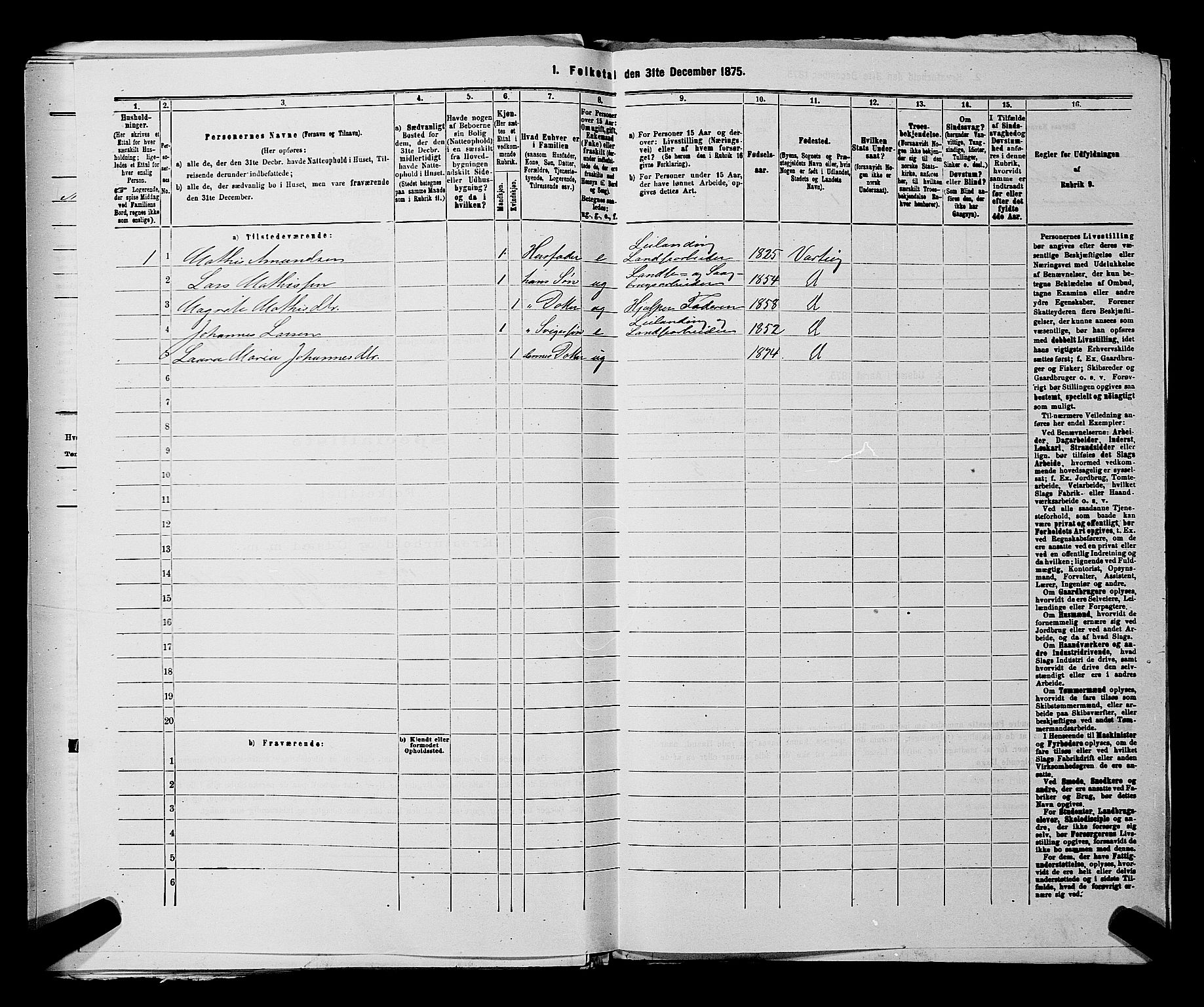 RA, 1875 census for 0114P Varteig, 1875, p. 247