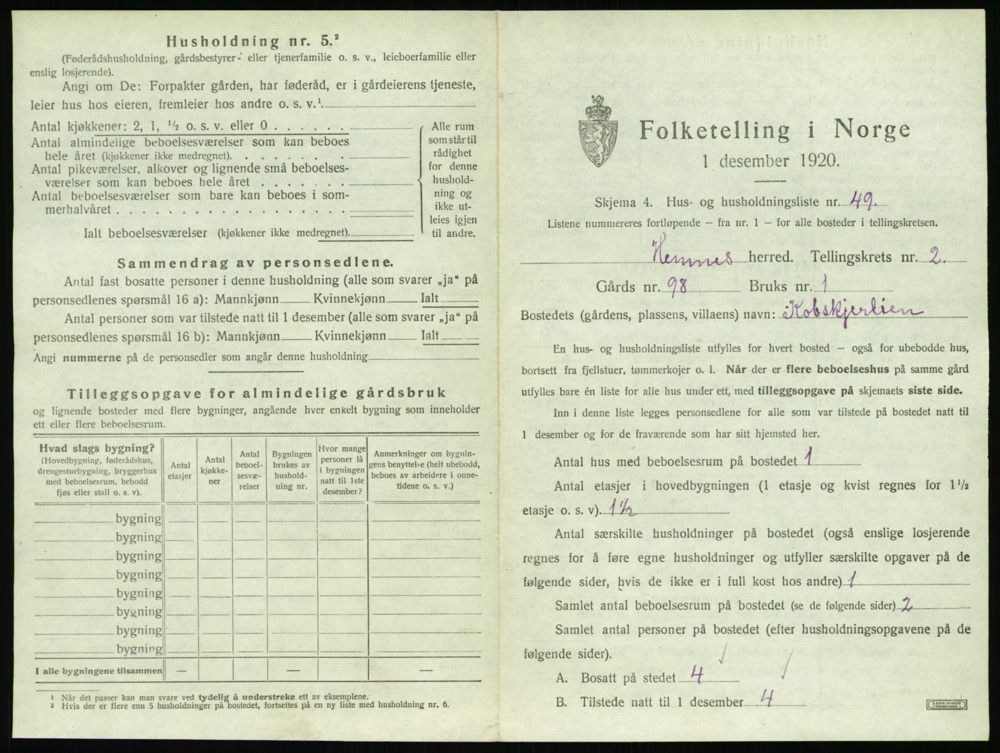 SAT, 1920 census for Hemnes, 1920, p. 606