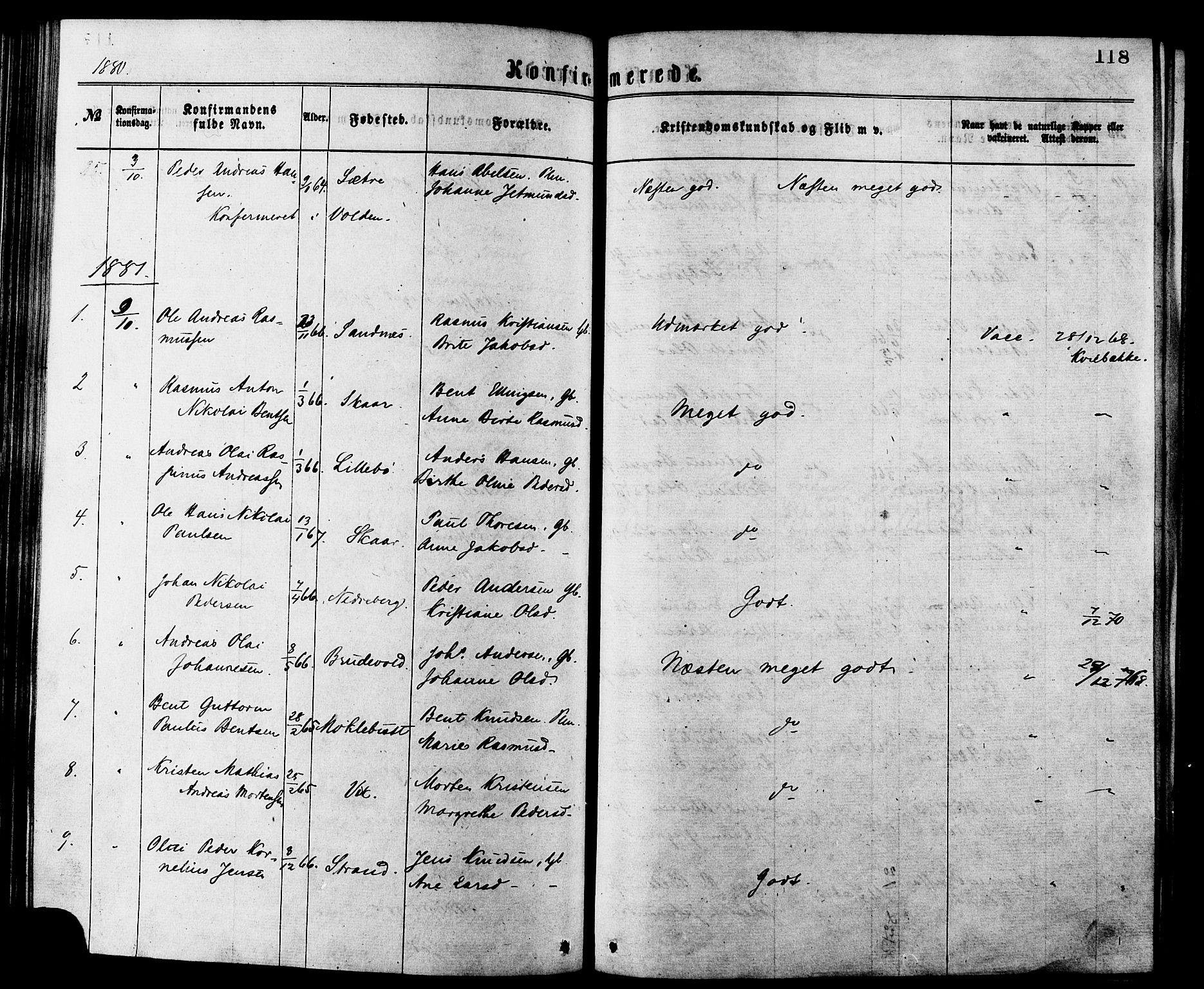 Ministerialprotokoller, klokkerbøker og fødselsregistre - Møre og Romsdal, AV/SAT-A-1454/502/L0024: Parish register (official) no. 502A02, 1873-1884, p. 118