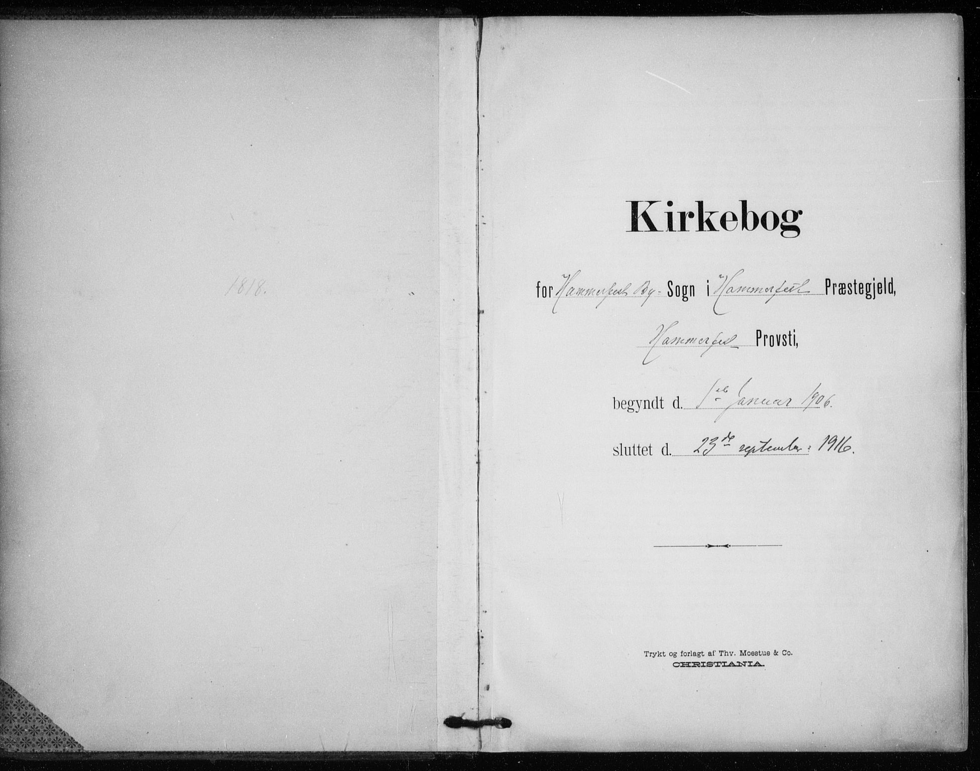 Hammerfest sokneprestkontor, AV/SATØ-S-1347/H/Ha/L0014.kirke: Parish register (official) no. 14, 1906-1916