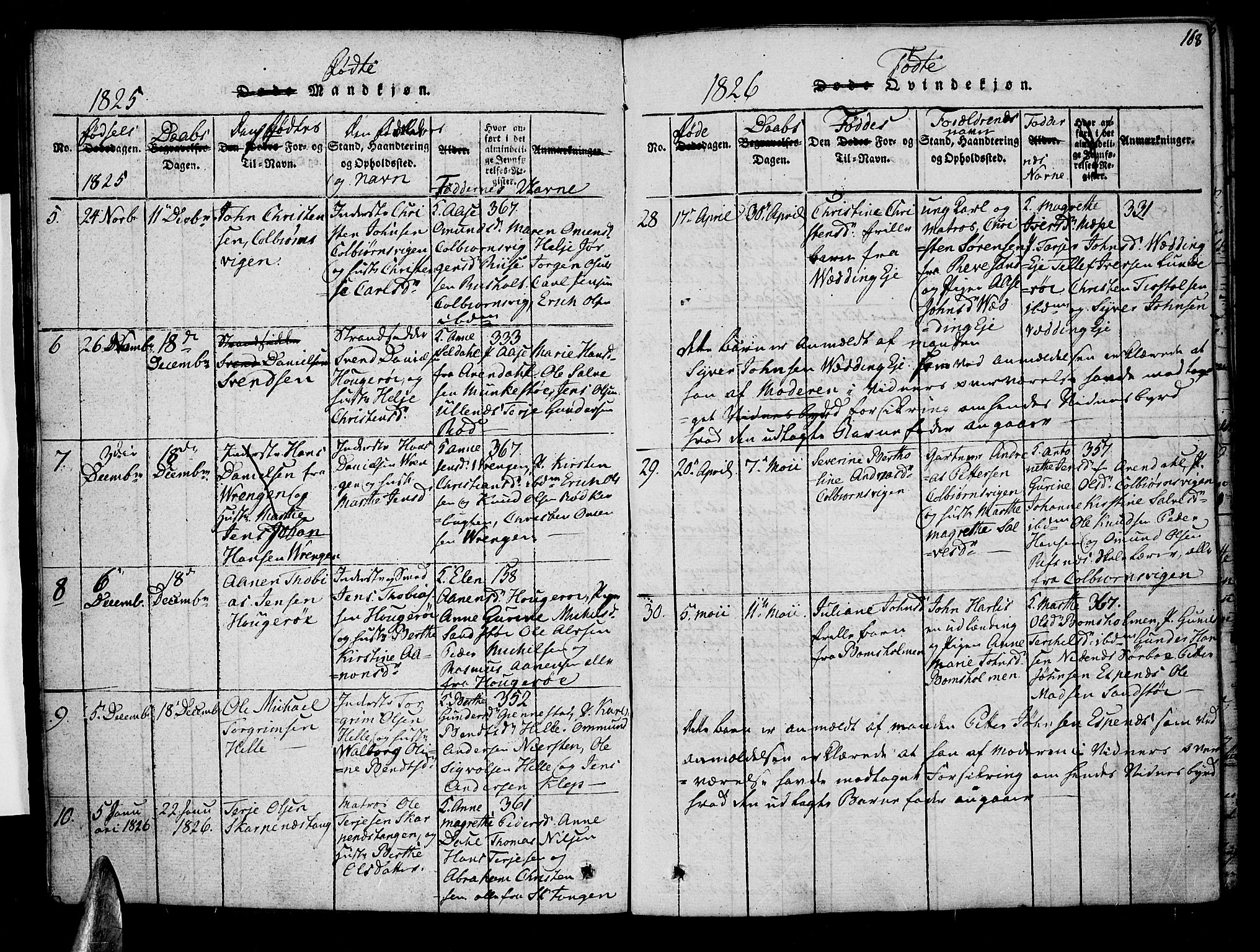 Øyestad sokneprestkontor, SAK/1111-0049/F/Fa/L0012: Parish register (official) no. A 12, 1816-1827, p. 168