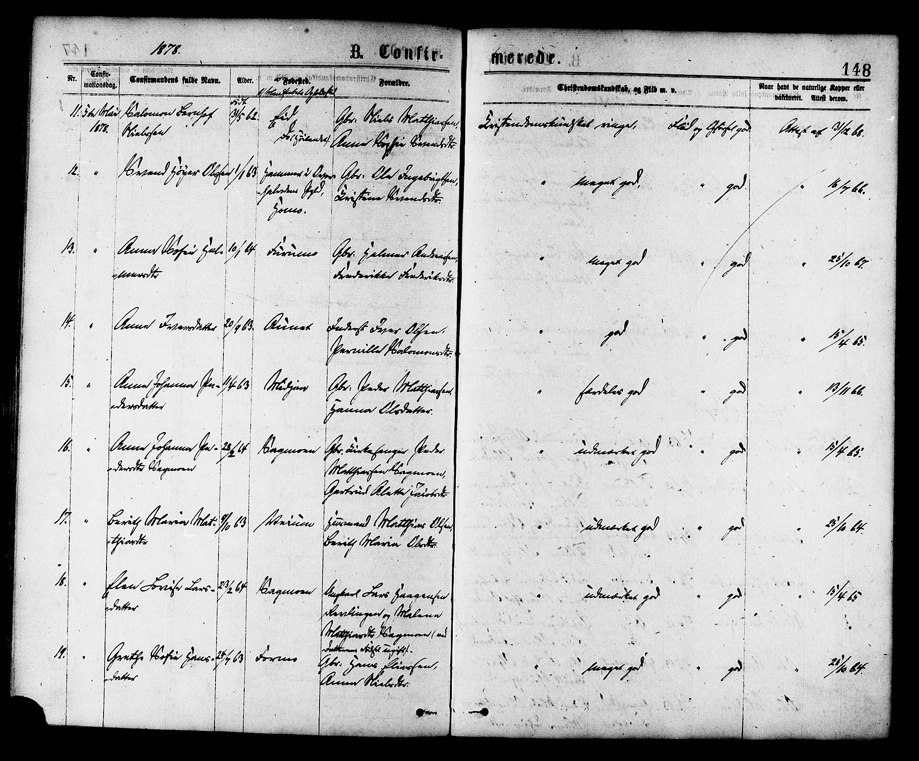 Ministerialprotokoller, klokkerbøker og fødselsregistre - Nord-Trøndelag, AV/SAT-A-1458/758/L0516: Parish register (official) no. 758A03 /1, 1869-1879, p. 148