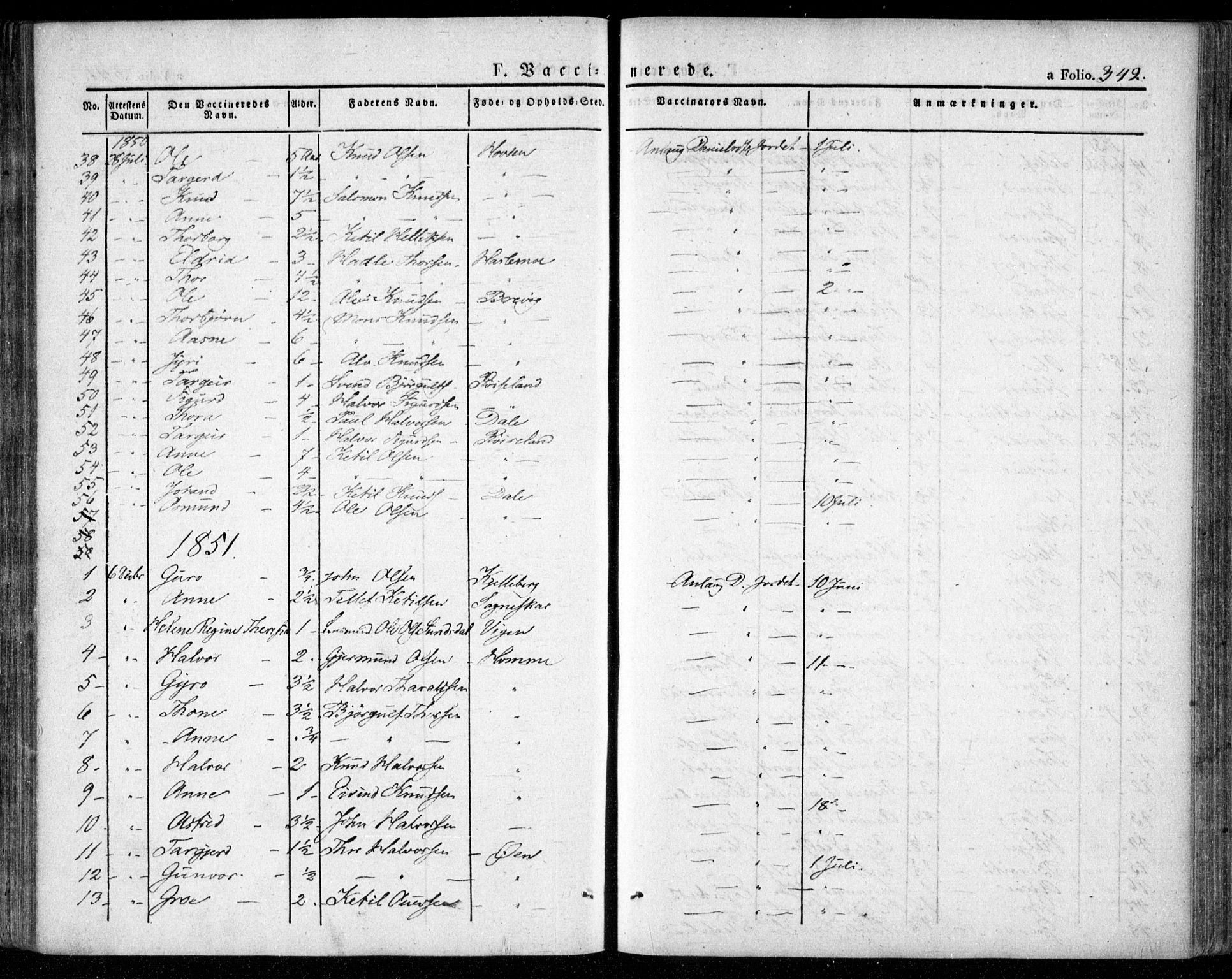 Valle sokneprestkontor, AV/SAK-1111-0044/F/Fa/Fac/L0006: Parish register (official) no. A 6, 1831-1853, p. 342