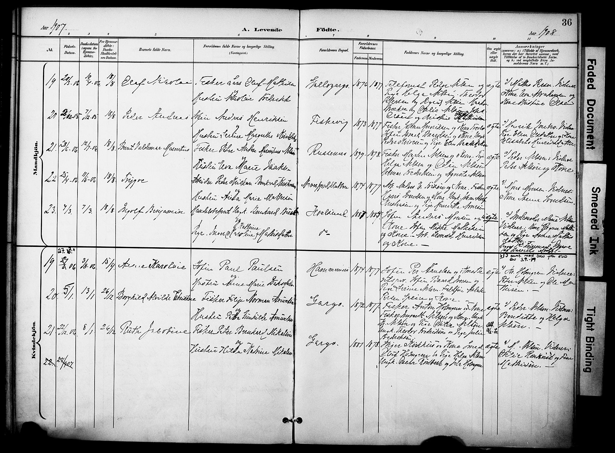 Hammerfest sokneprestkontor, SATØ/S-1347/H/Ha/L0012.kirke: Parish register (official) no. 12, 1898-1908, p. 36
