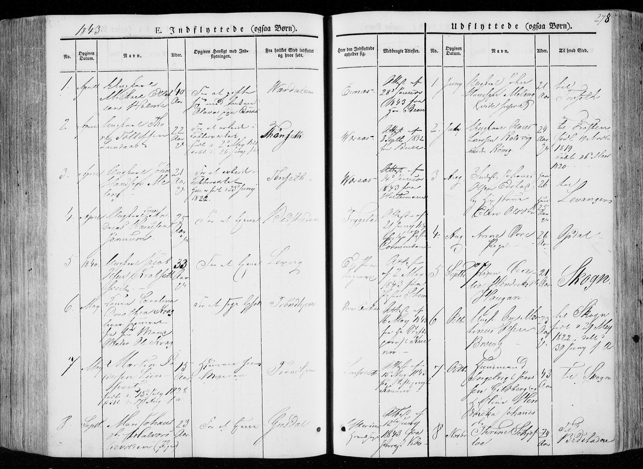 Ministerialprotokoller, klokkerbøker og fødselsregistre - Nord-Trøndelag, SAT/A-1458/722/L0218: Parish register (official) no. 722A05, 1843-1868, p. 278